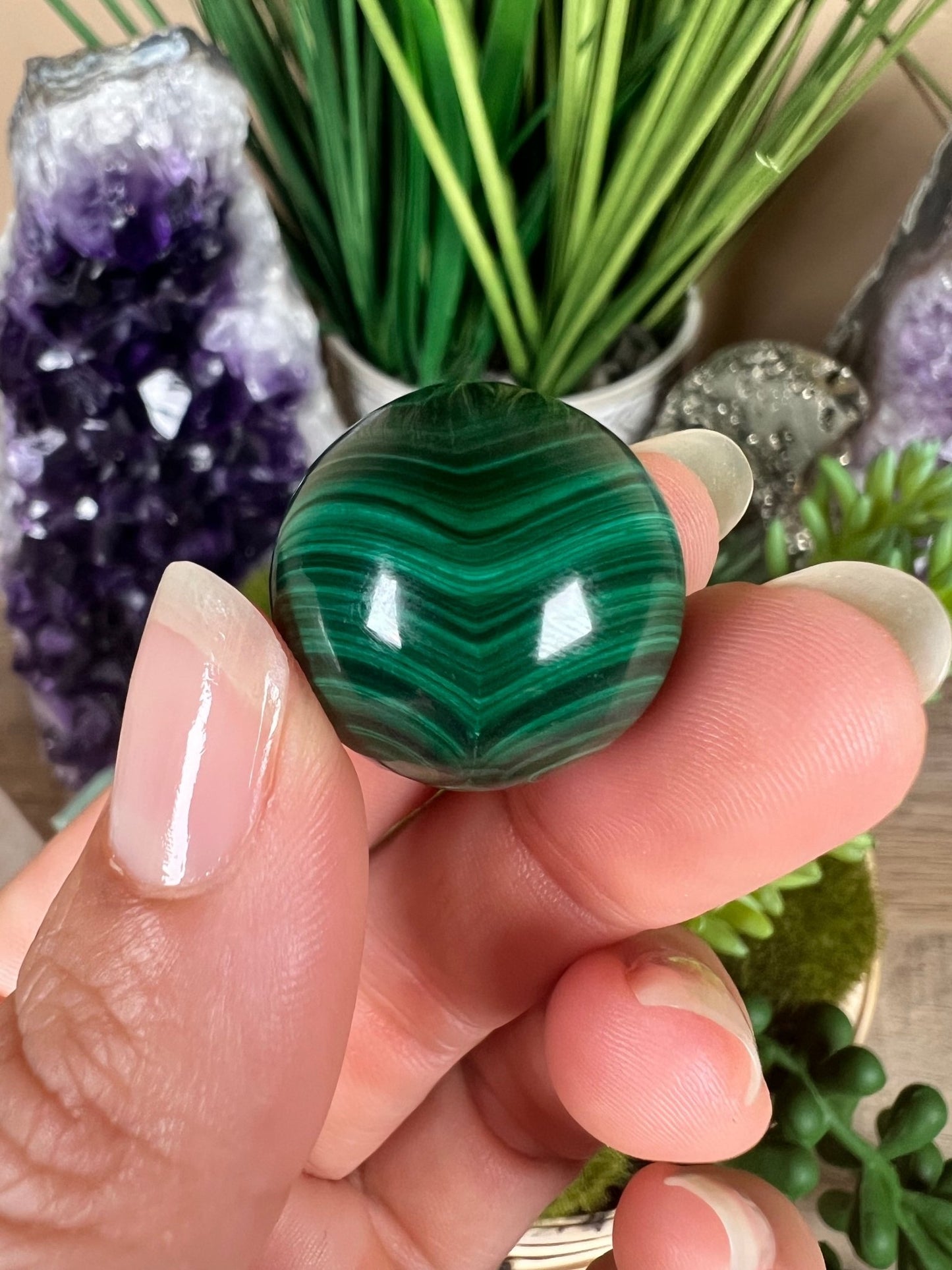 Mini Malachite Sphere 22mm - Purple Door Alchemy