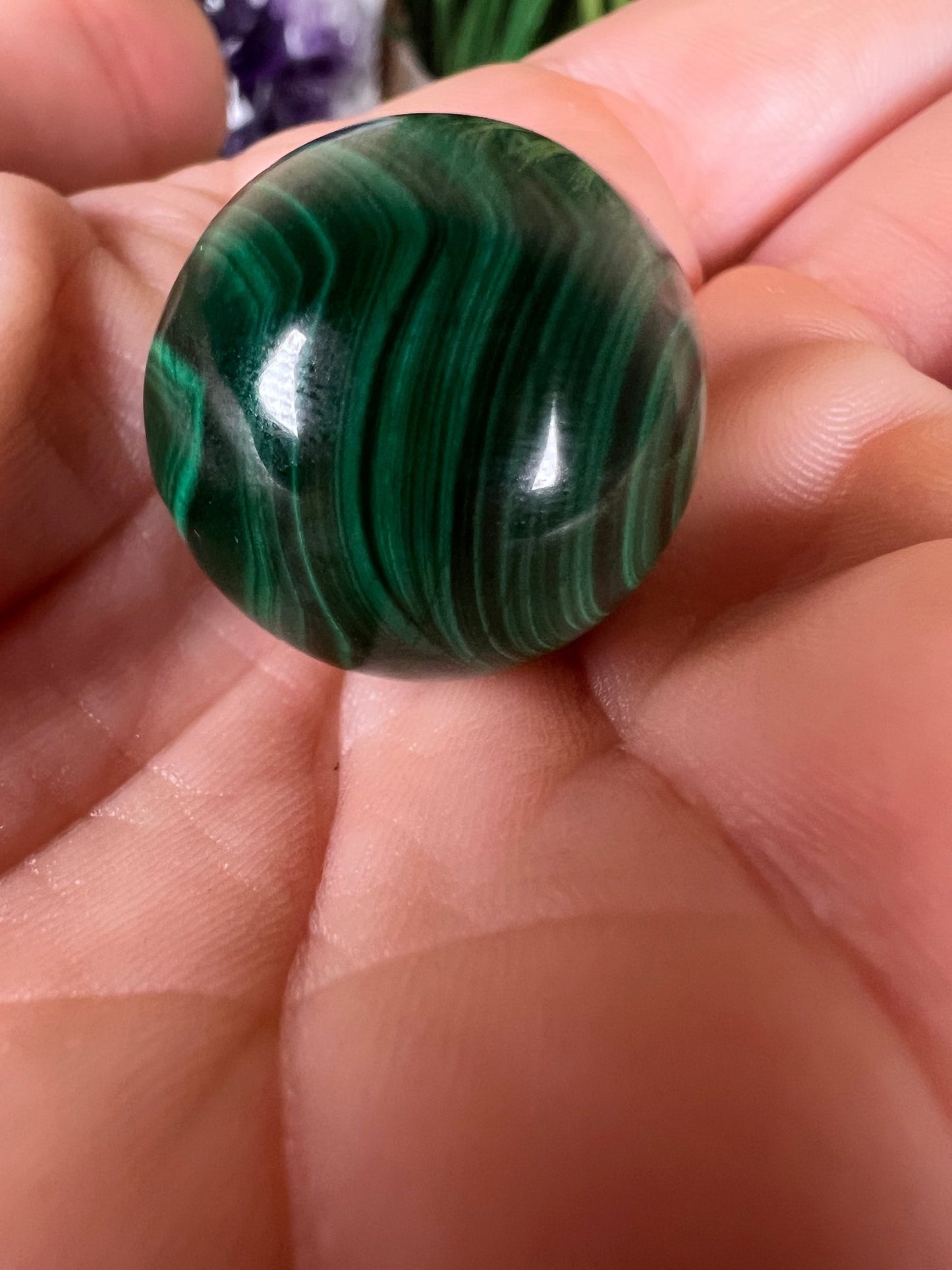 Mini Malachite Sphere 22mm - Purple Door Alchemy