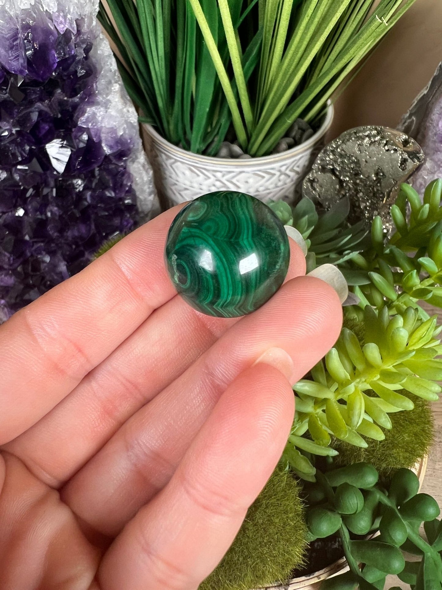 Mini Malachite Sphere 22mm - Purple Door Alchemy