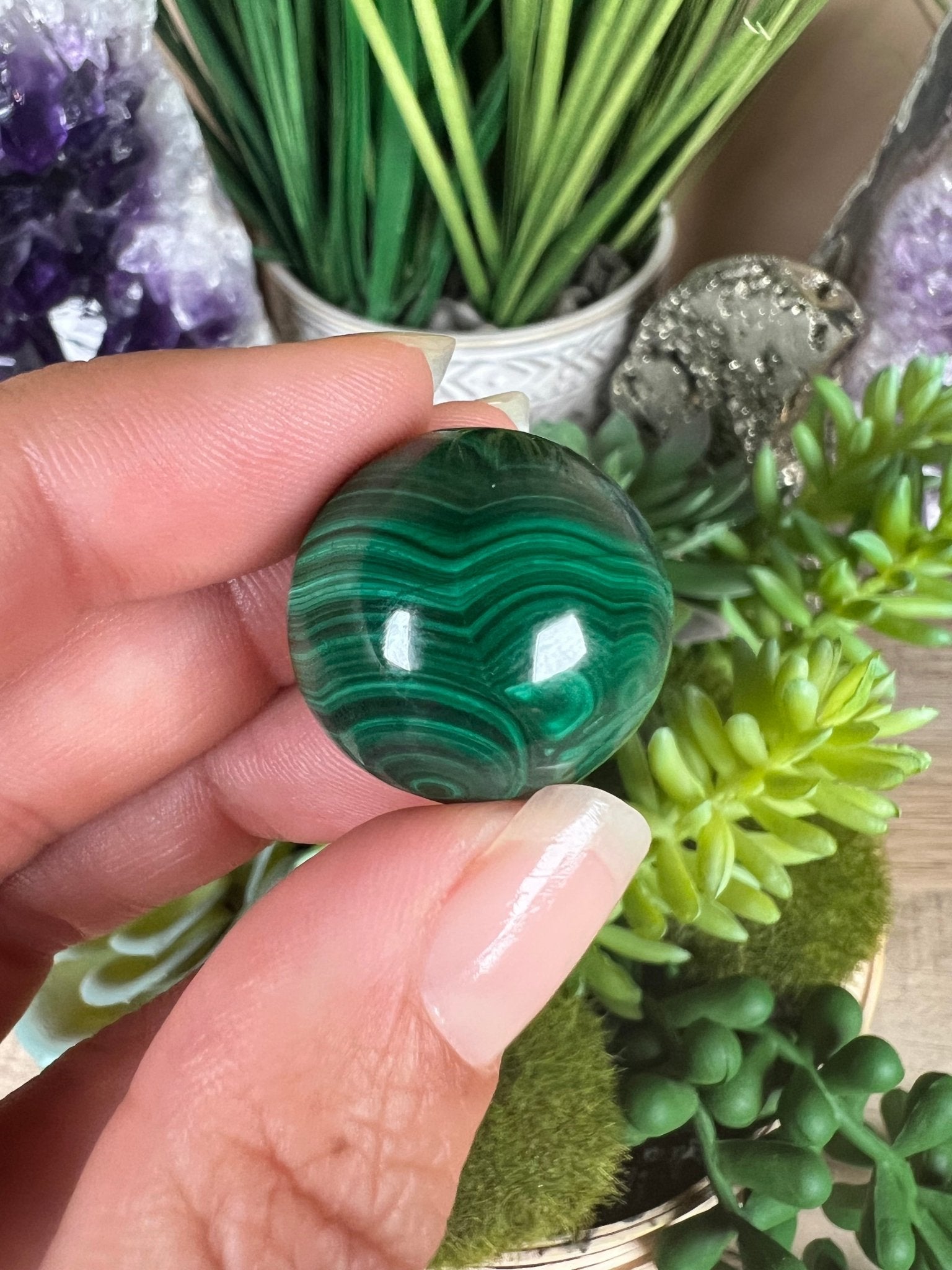 Mini Malachite Sphere 22mm - Purple Door Alchemy
