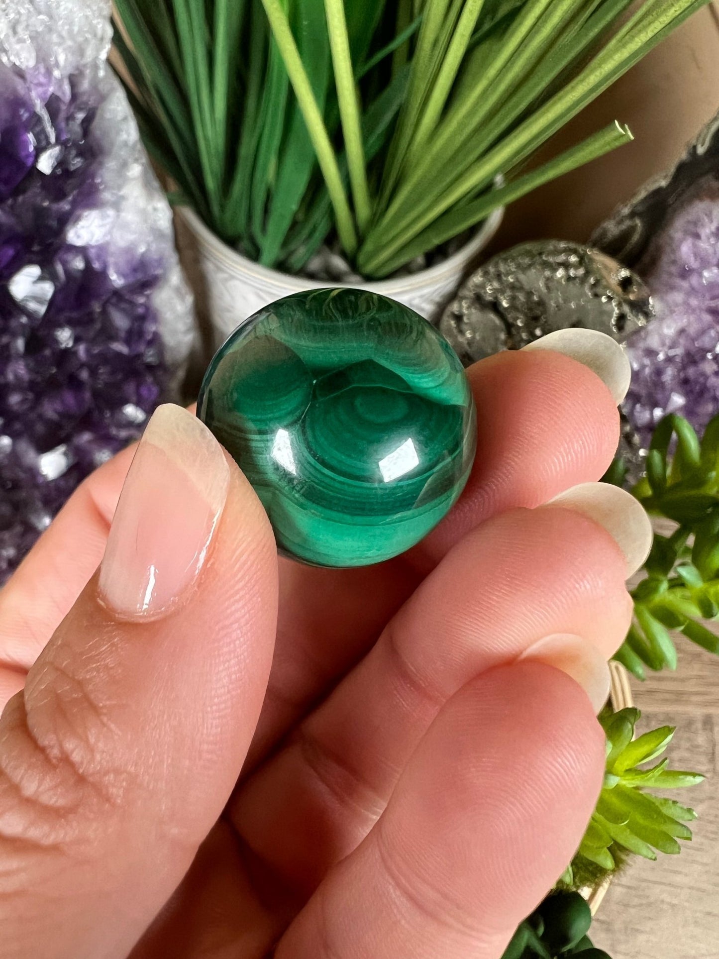 Mini Malachite Sphere 24mm - Purple Door Alchemy