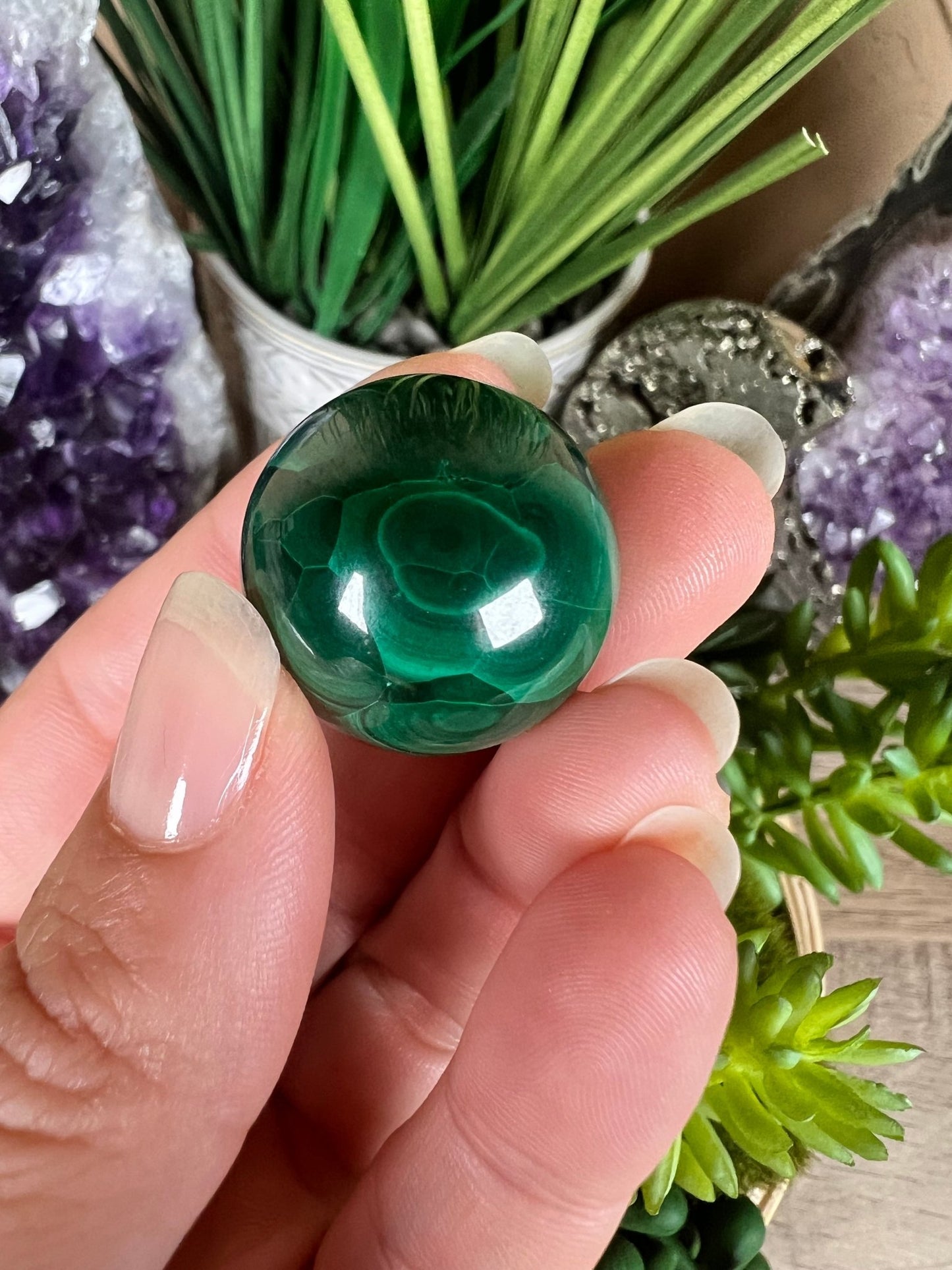Mini Malachite Sphere 24mm - Purple Door Alchemy