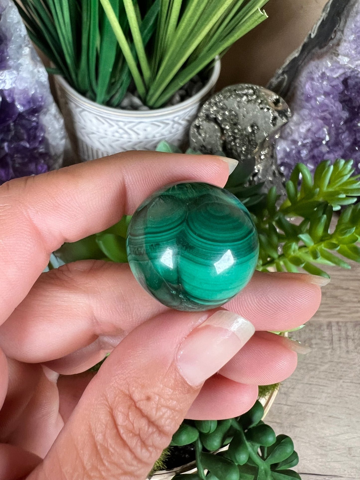 Mini Malachite Sphere 24mm - Purple Door Alchemy