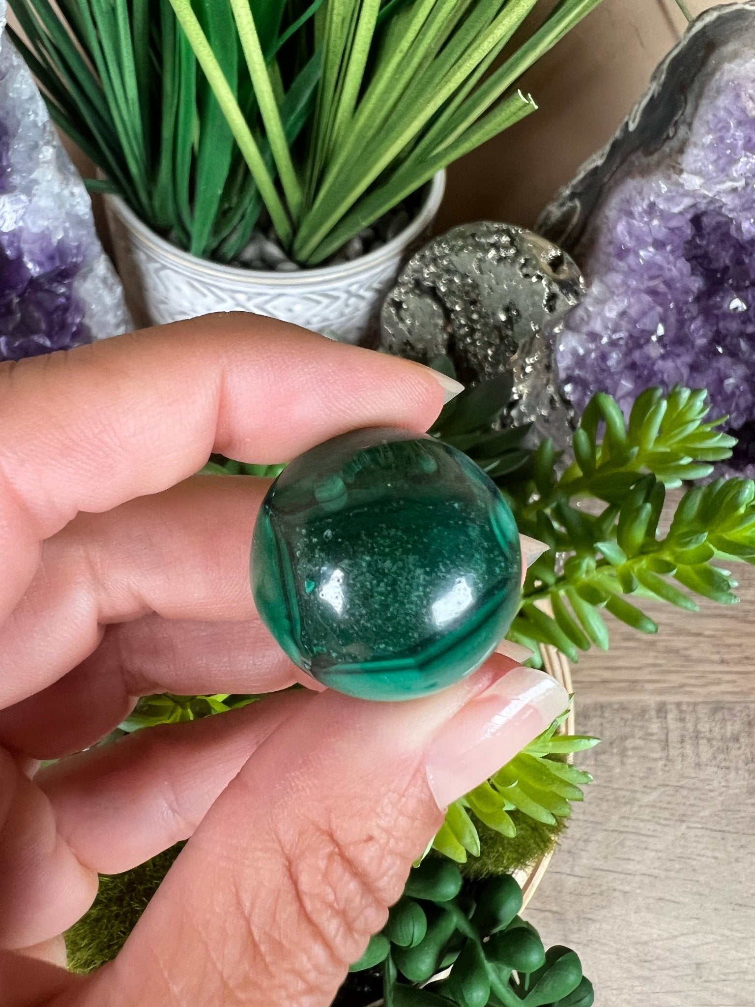 Mini Malachite Sphere 24mm - Purple Door Alchemy