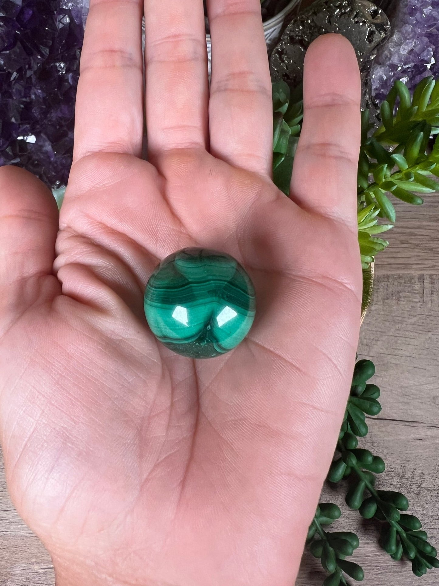 Mini Malachite Sphere 24mm - Purple Door Alchemy