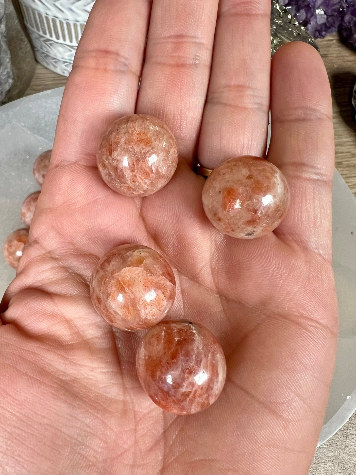 Mini Sunstone Spheres 18 - 20mm - Purple Door Alchemy