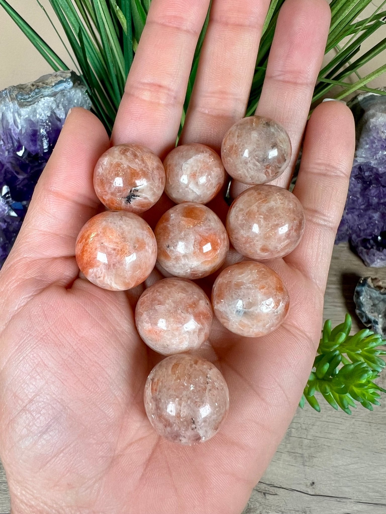Mini Sunstone Spheres 18 - 20mm - Purple Door Alchemy