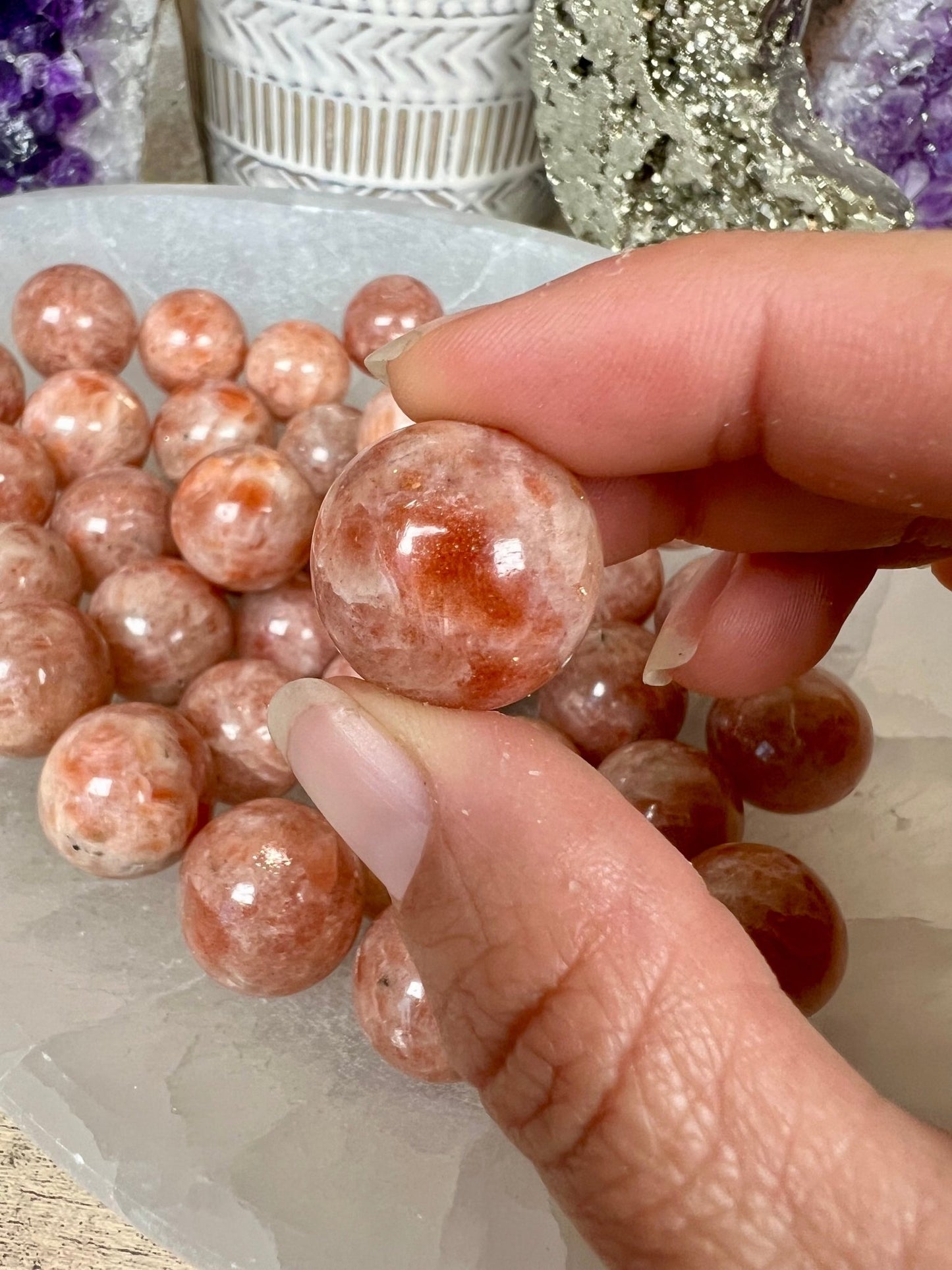 Mini Sunstone Spheres 18 - 20mm - Purple Door Alchemy