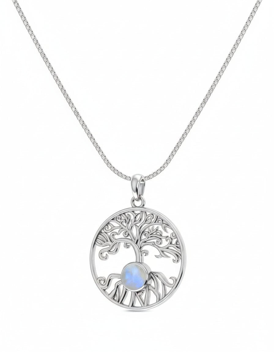 Moonstone Yggdrasil Tree of Life Necklace - Purple Door Alchemy