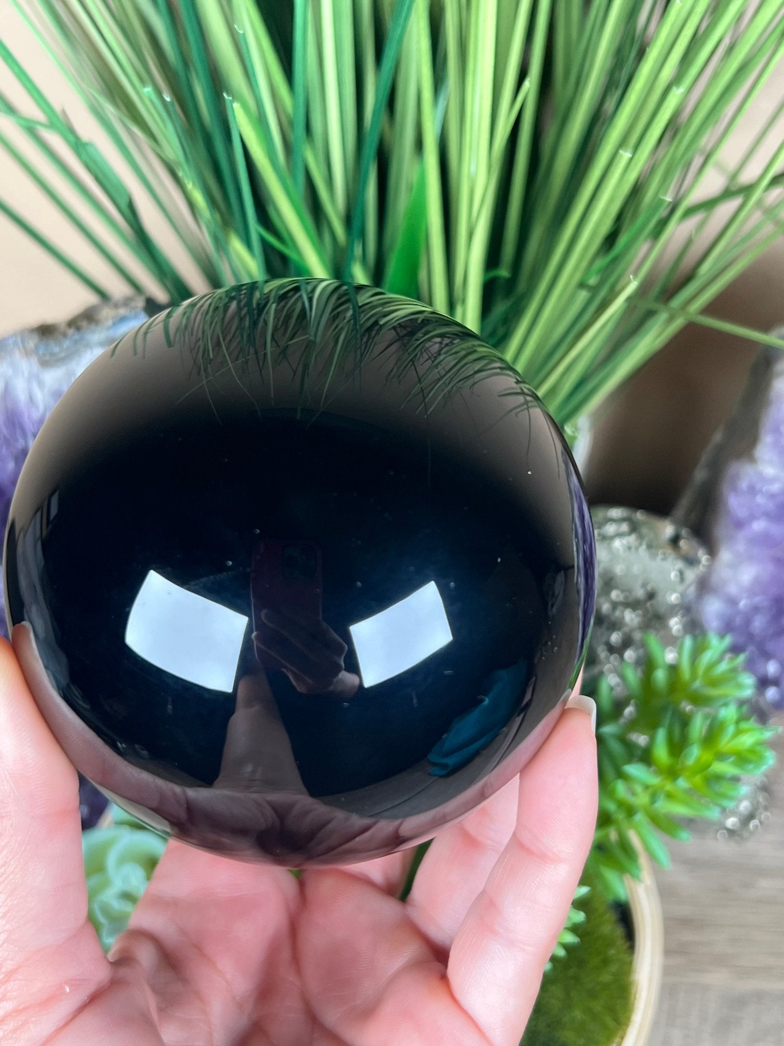 Obsidian Scrying Sphere 92mm (3.62in) - Purple Door Alchemy