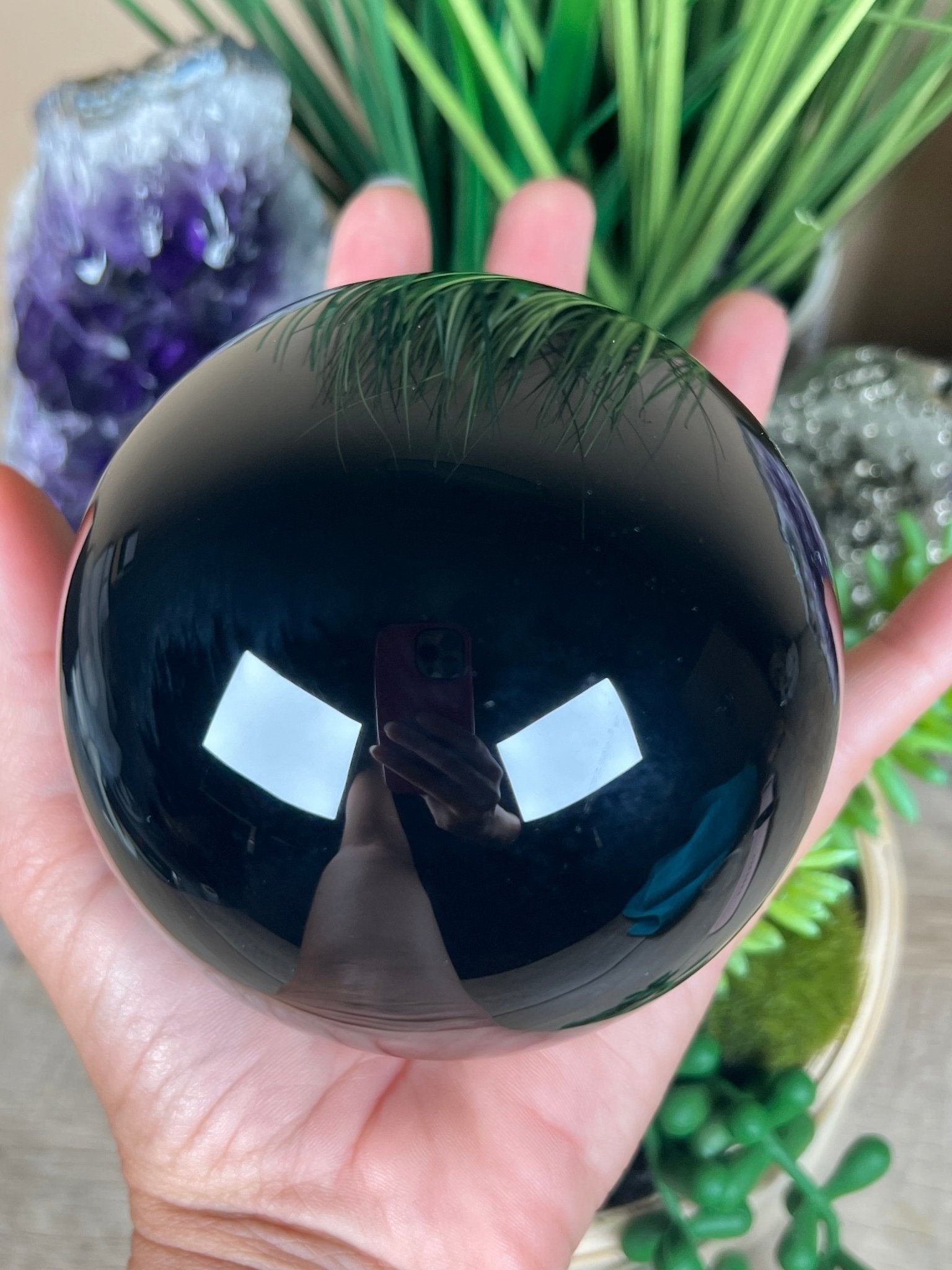 Obsidian Scrying Sphere 92mm (3.62in) - Purple Door Alchemy