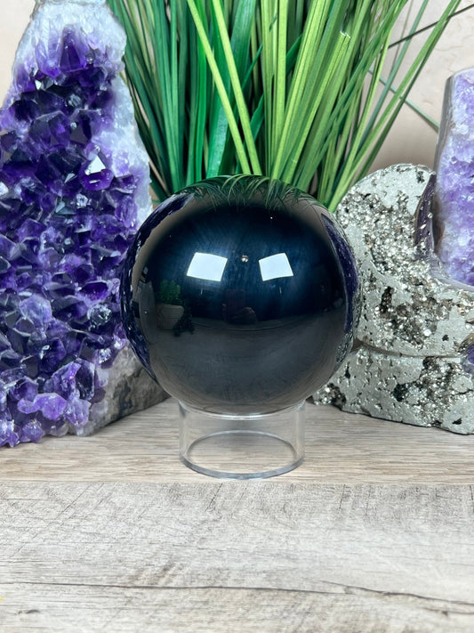Obsidian Scrying Sphere 92mm (3.62in) - Purple Door Alchemy