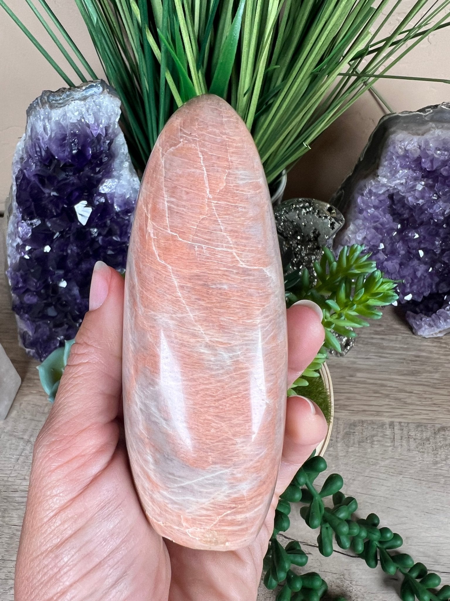 Peach Moonstone Freeform 4.7 Inch - Purple Door Alchemy