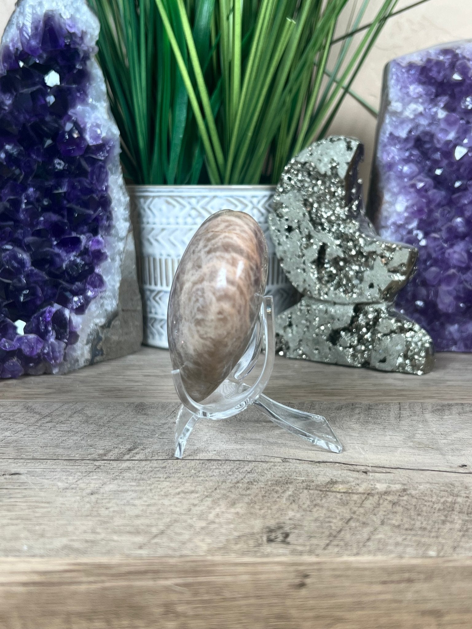 Peach Moonstone Heart 82mm, 3.22in - Purple Door Alchemy