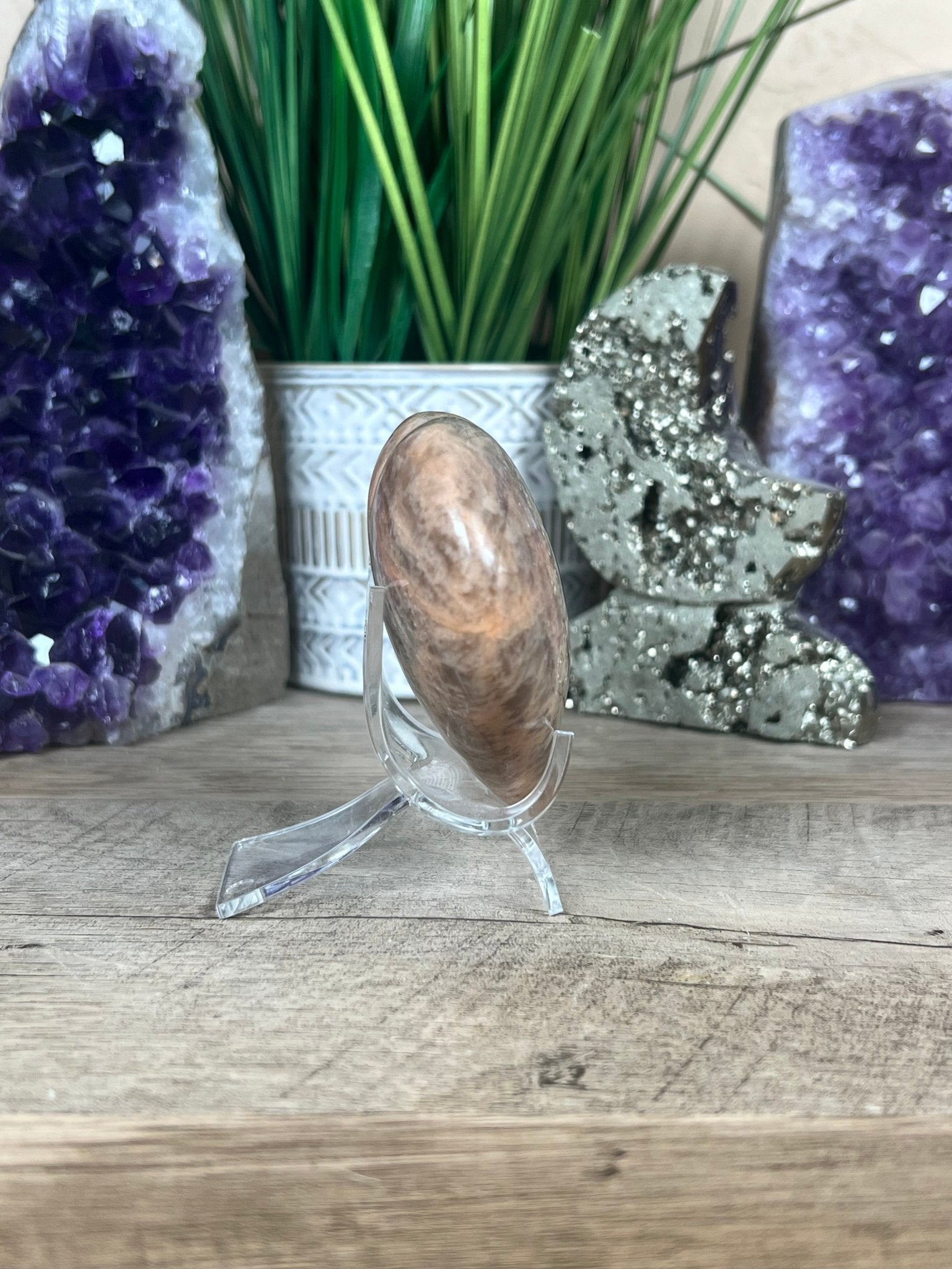 Peach Moonstone Heart 82mm, 3.22in - Purple Door Alchemy