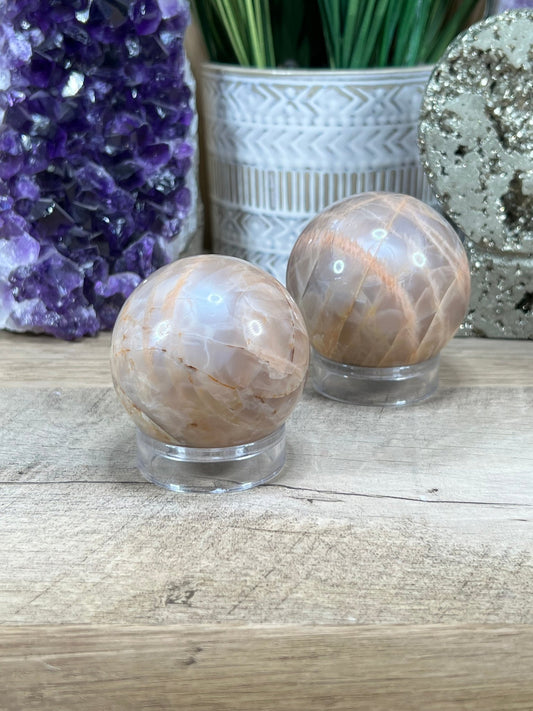 Peach Moonstone Sphere - Purple Door Alchemy