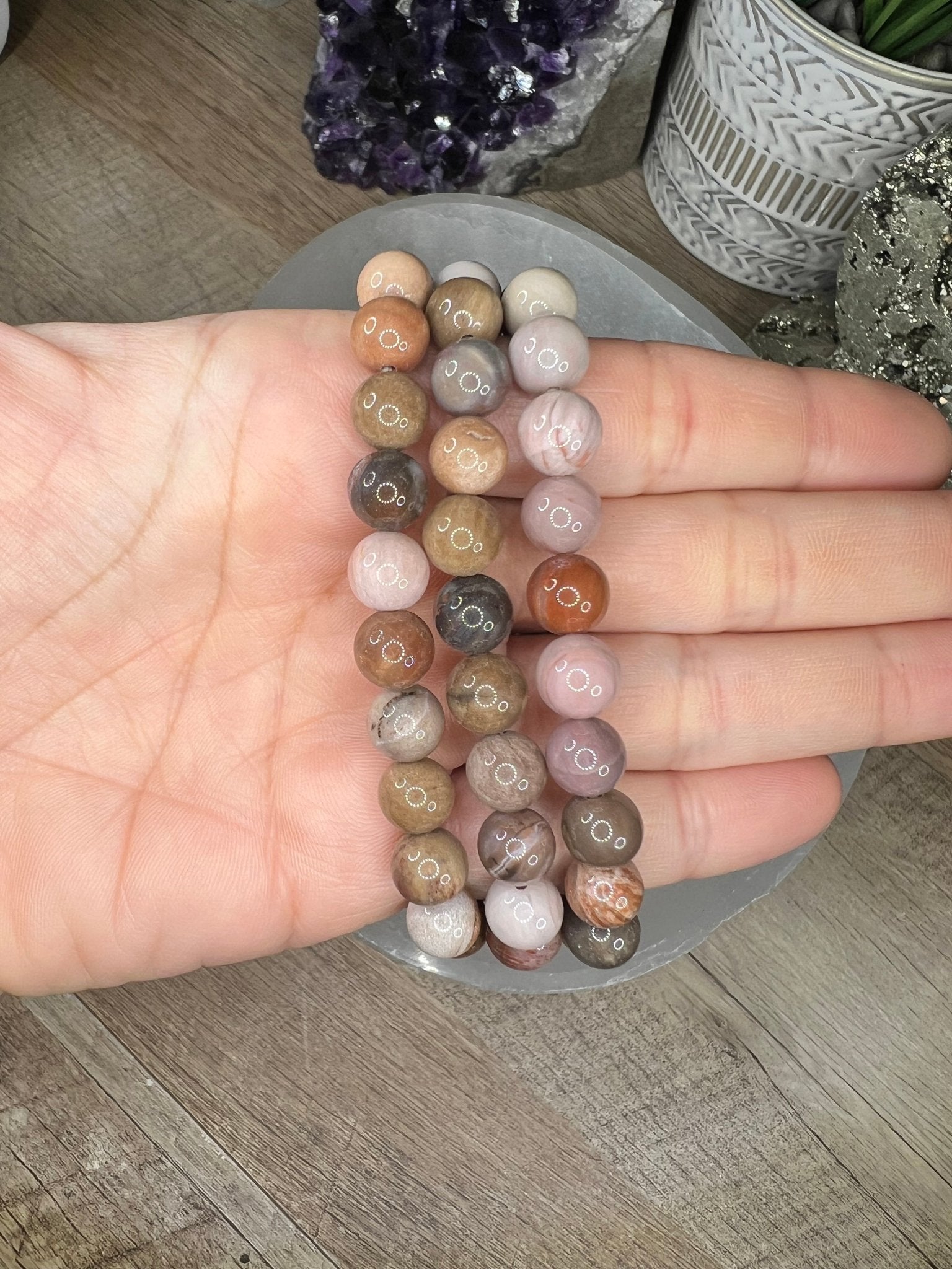 Petrified Wood Bracelet - Purple Door Alchemy