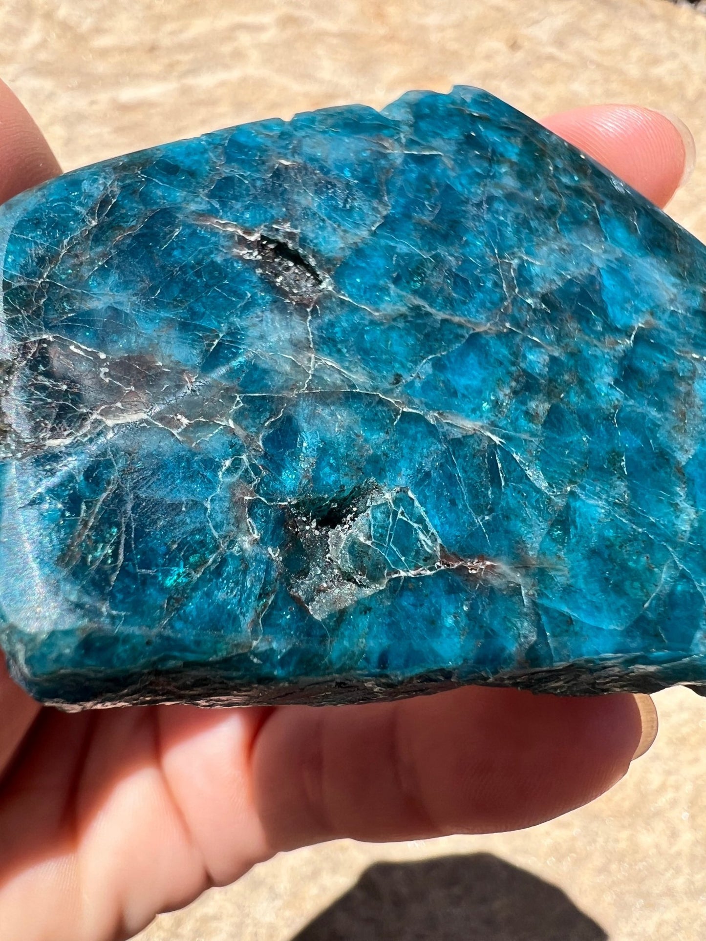 Polished Blue Apatite Slab 90g - Purple Door Alchemy