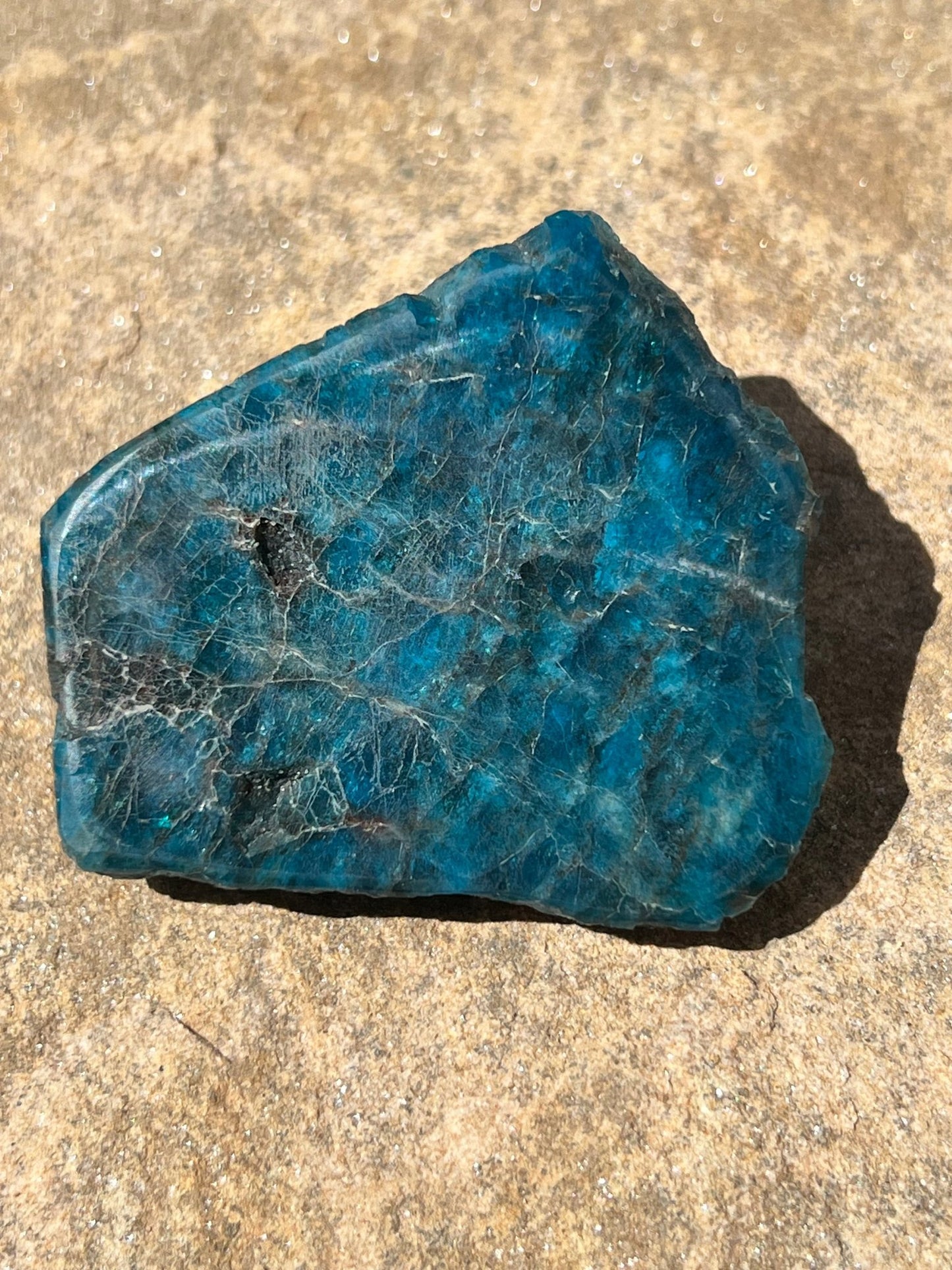 Polished Blue Apatite Slab 90g - Purple Door Alchemy