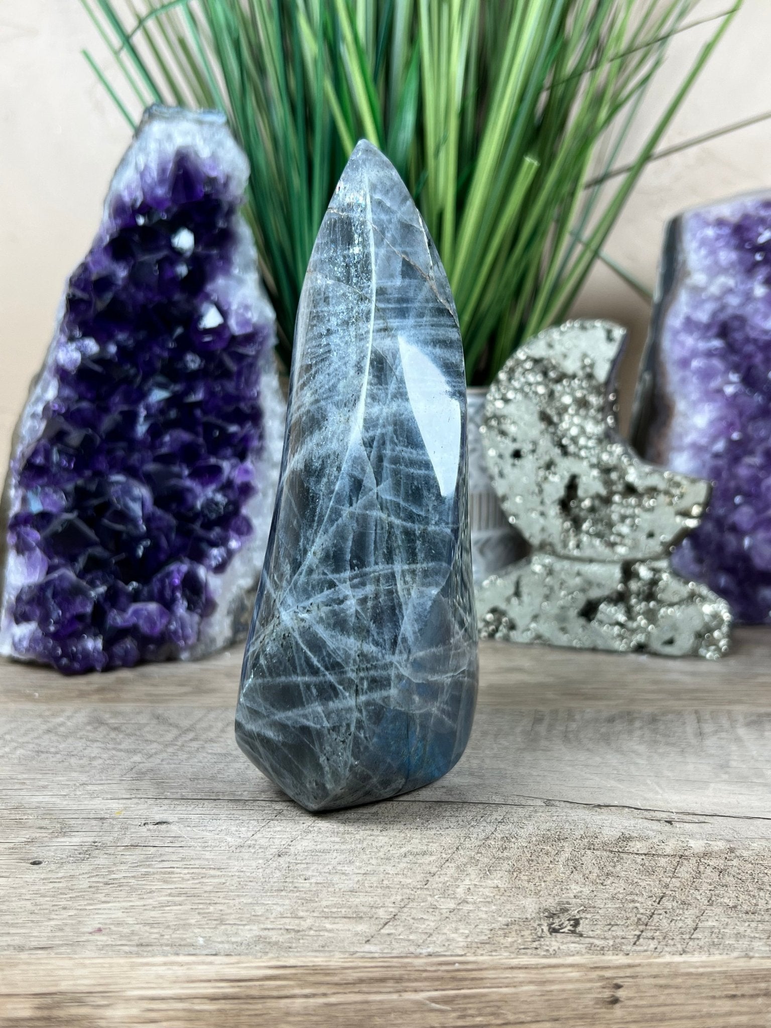Polished Blue Labradorite Flame 5.7in - Purple Door Alchemy