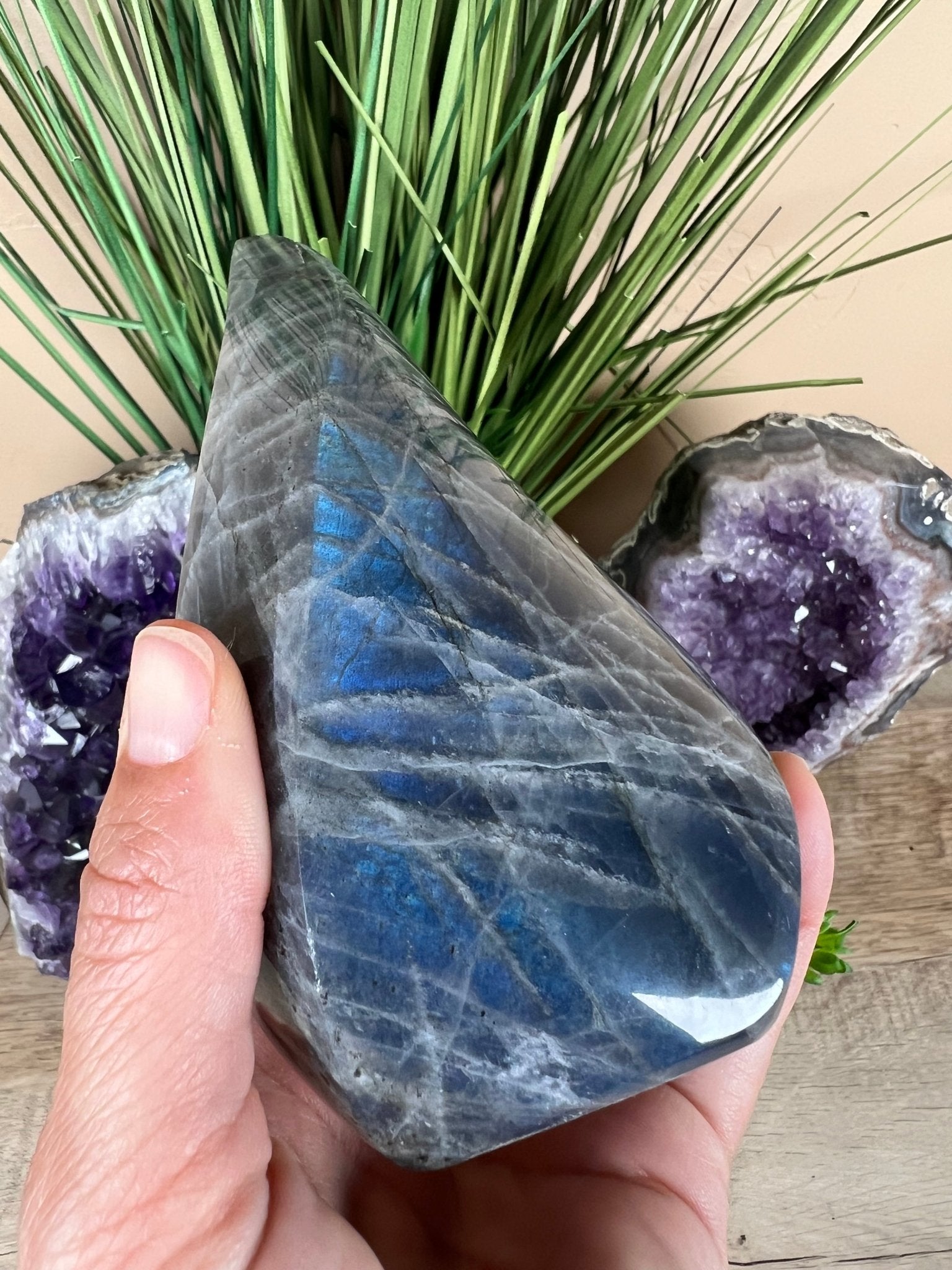 Polished Blue Labradorite Flame 5.7in - Purple Door Alchemy