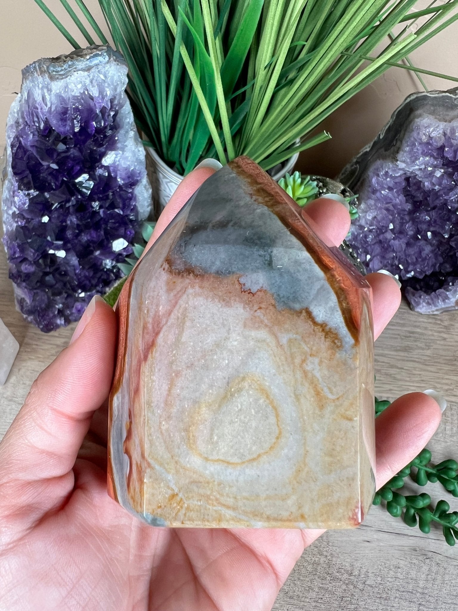Polychrome Jasper Point 88mm, 3.46in - Purple Door Alchemy