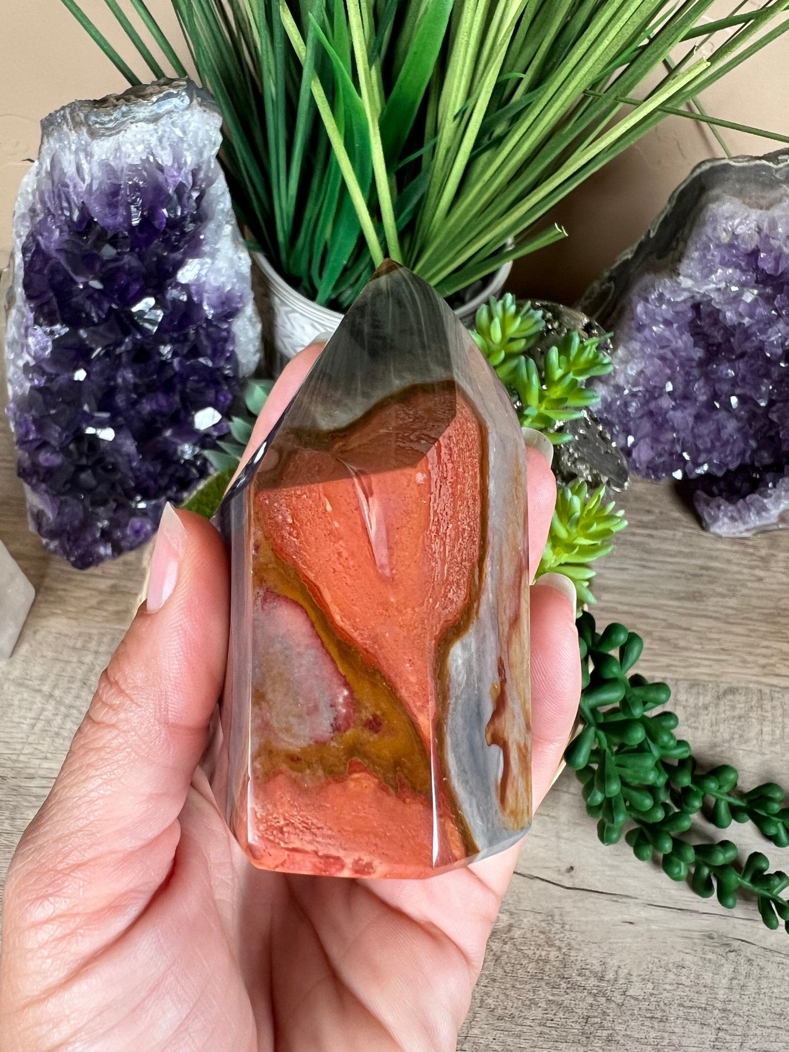 Polychrome Jasper Point 88mm, 3.46in - Purple Door Alchemy