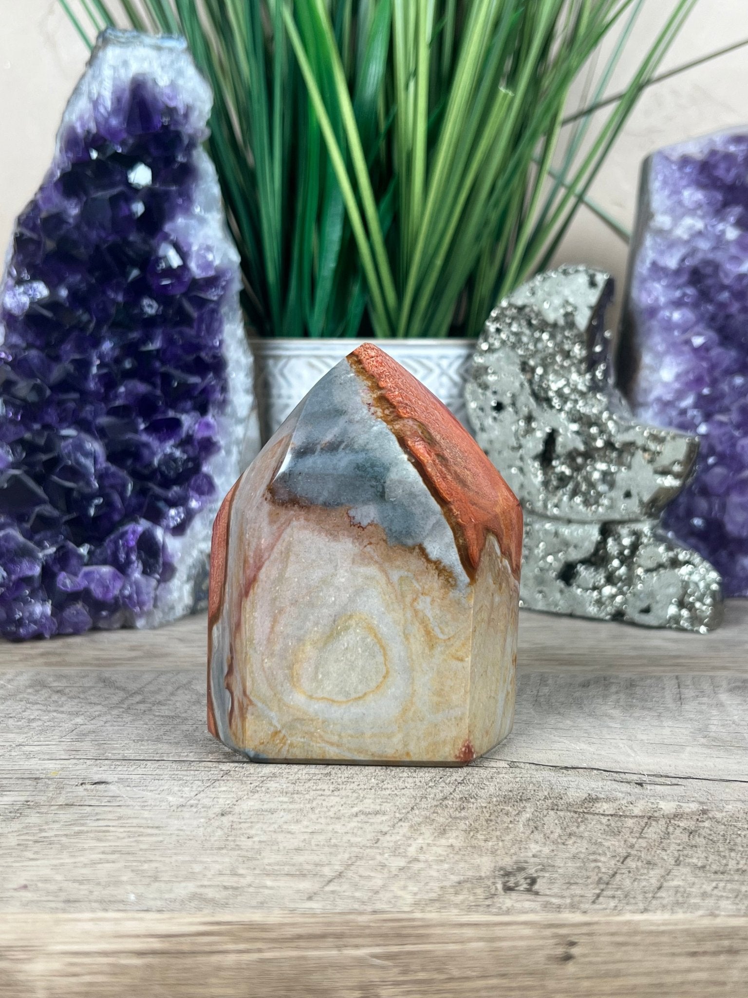 Polychrome Jasper Point 88mm, 3.46in - Purple Door Alchemy