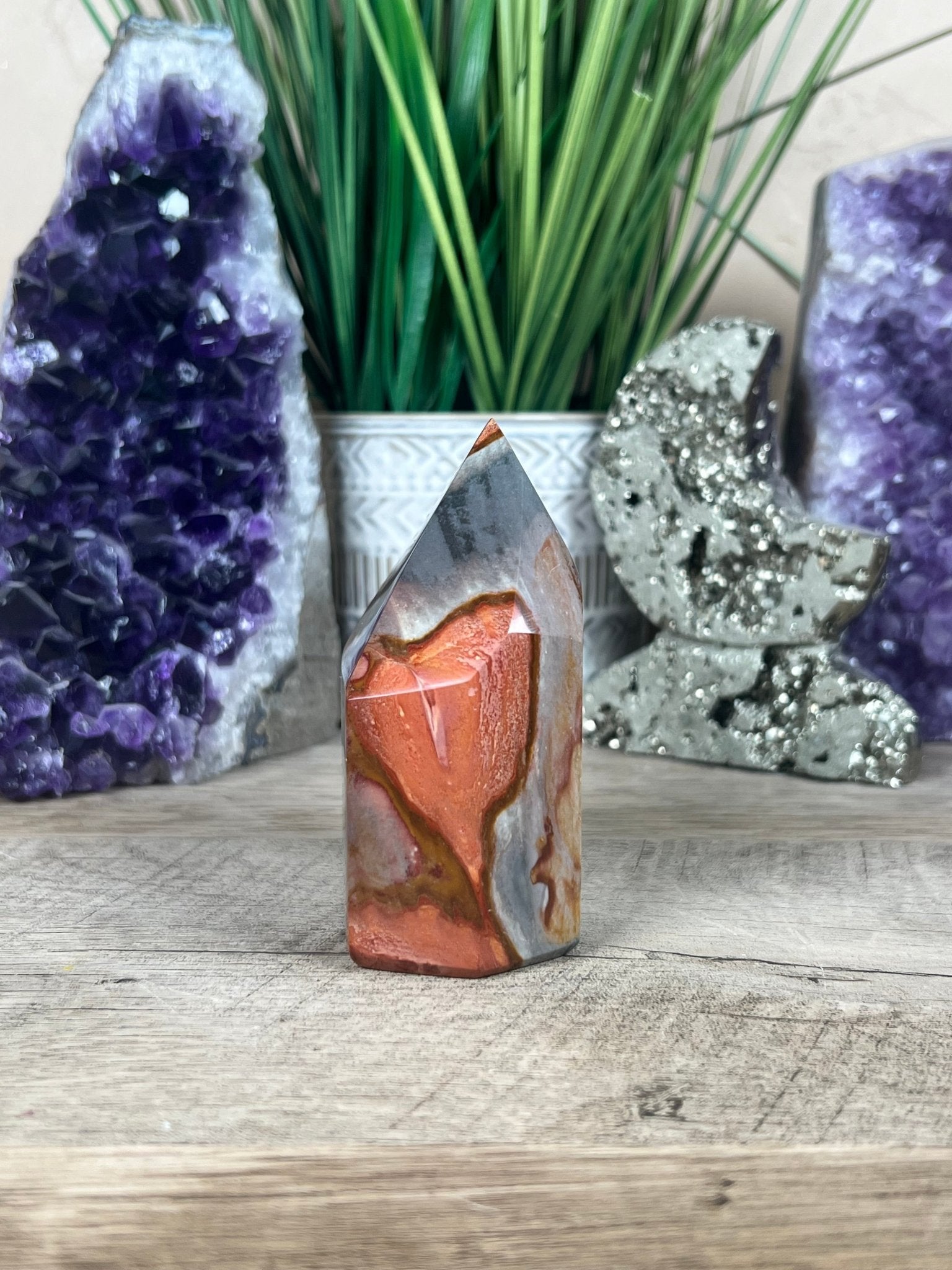 Polychrome Jasper Point 88mm, 3.46in - Purple Door Alchemy