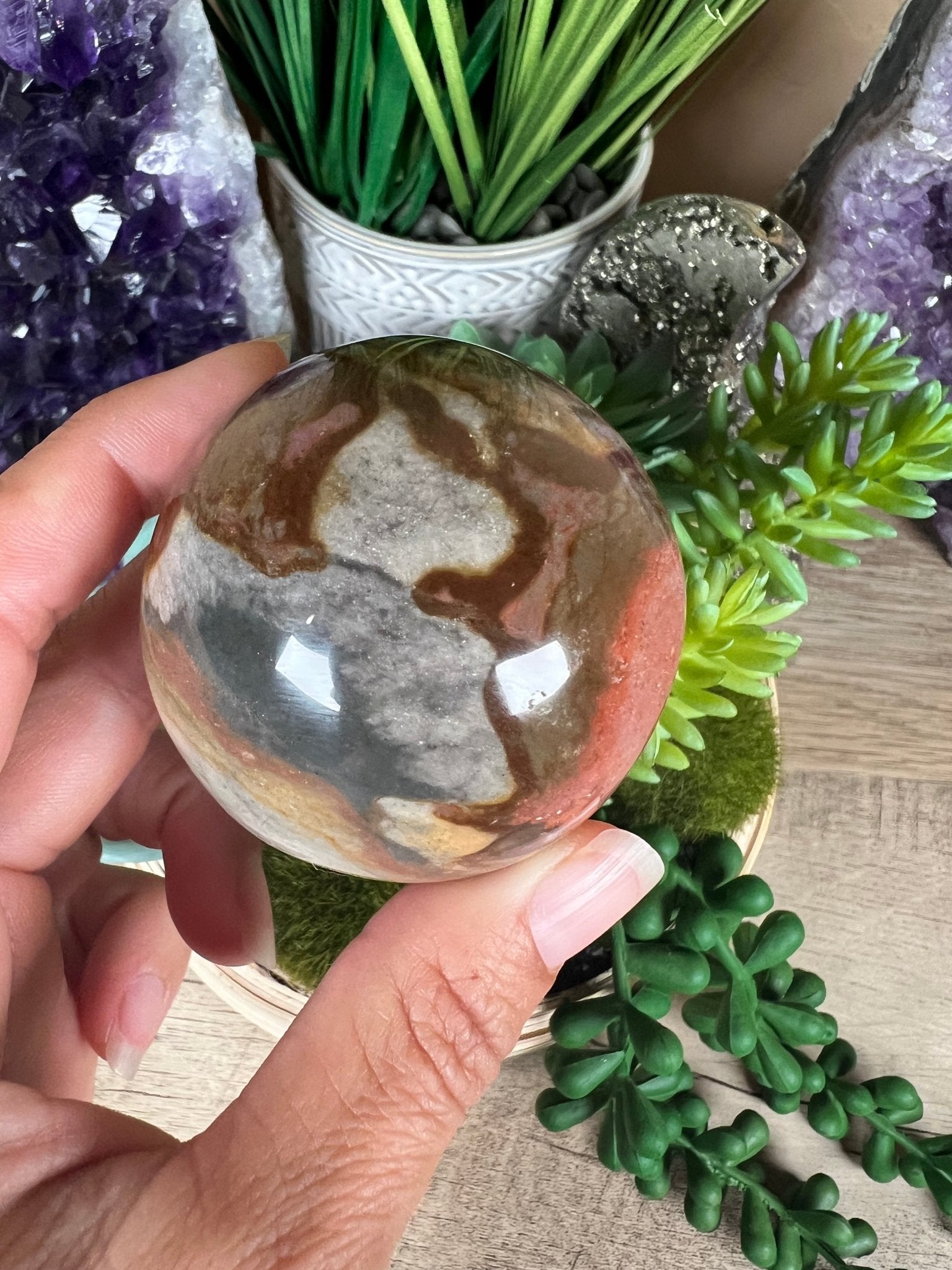 Polychrome Jasper Sphere 53mm (2.1 Inches) - Purple Door Alchemy