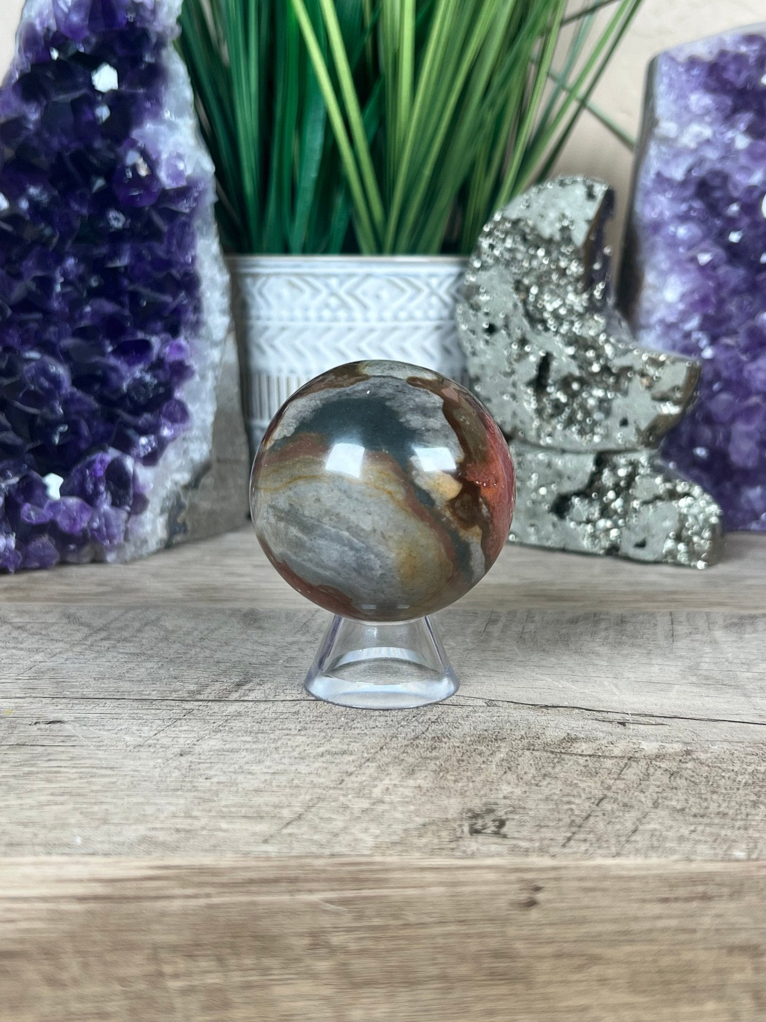 Polychrome Jasper Sphere 53mm (2.1 Inches) - Purple Door Alchemy