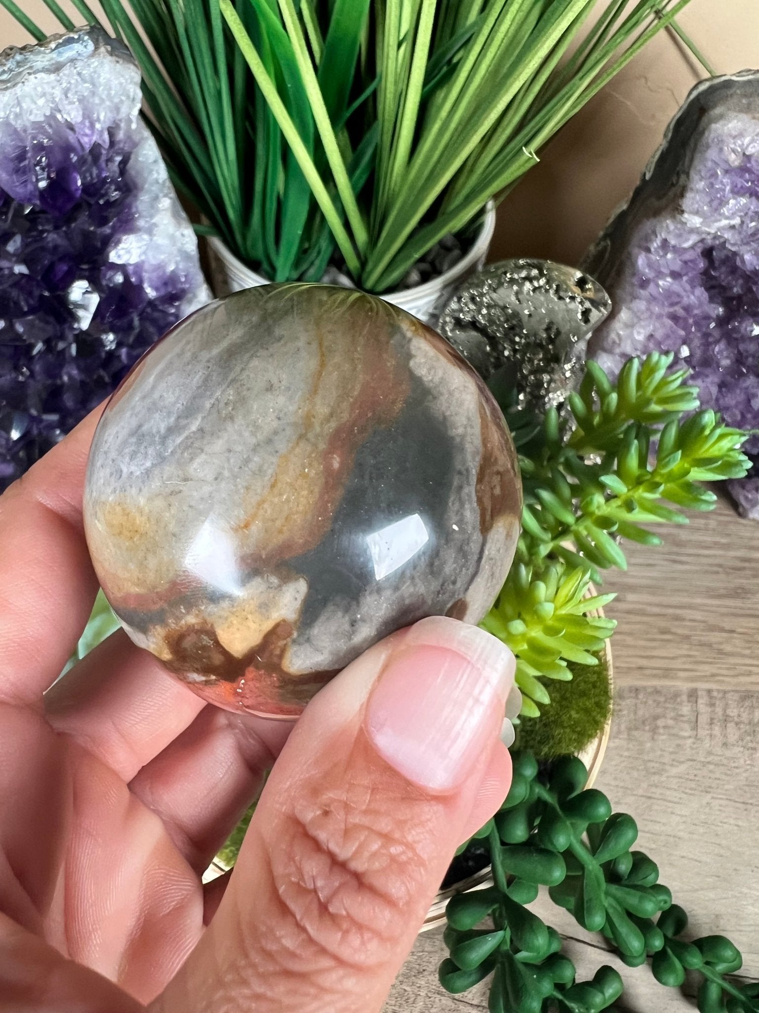Polychrome Jasper Sphere 53mm (2.1 Inches) - Purple Door Alchemy