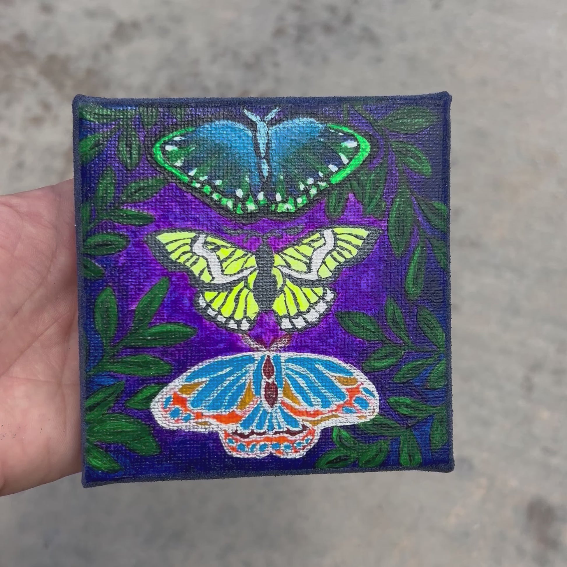 Goldstone Butterflies Painting - Crystal Crushed Mineral Infused - Purple Door Alchemy