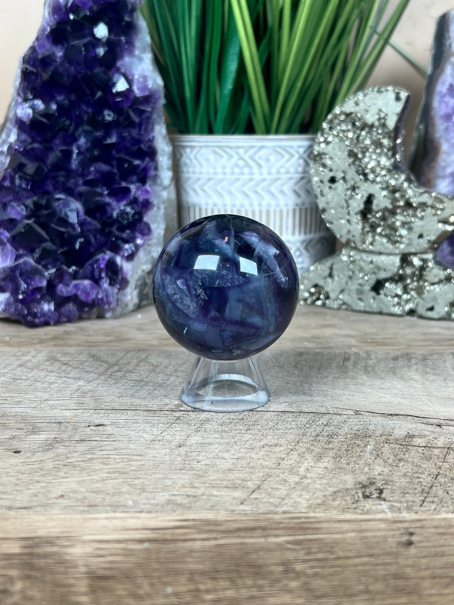 Rainbow Fluorite Sphere 50mm/2in - Purple Door Alchemy