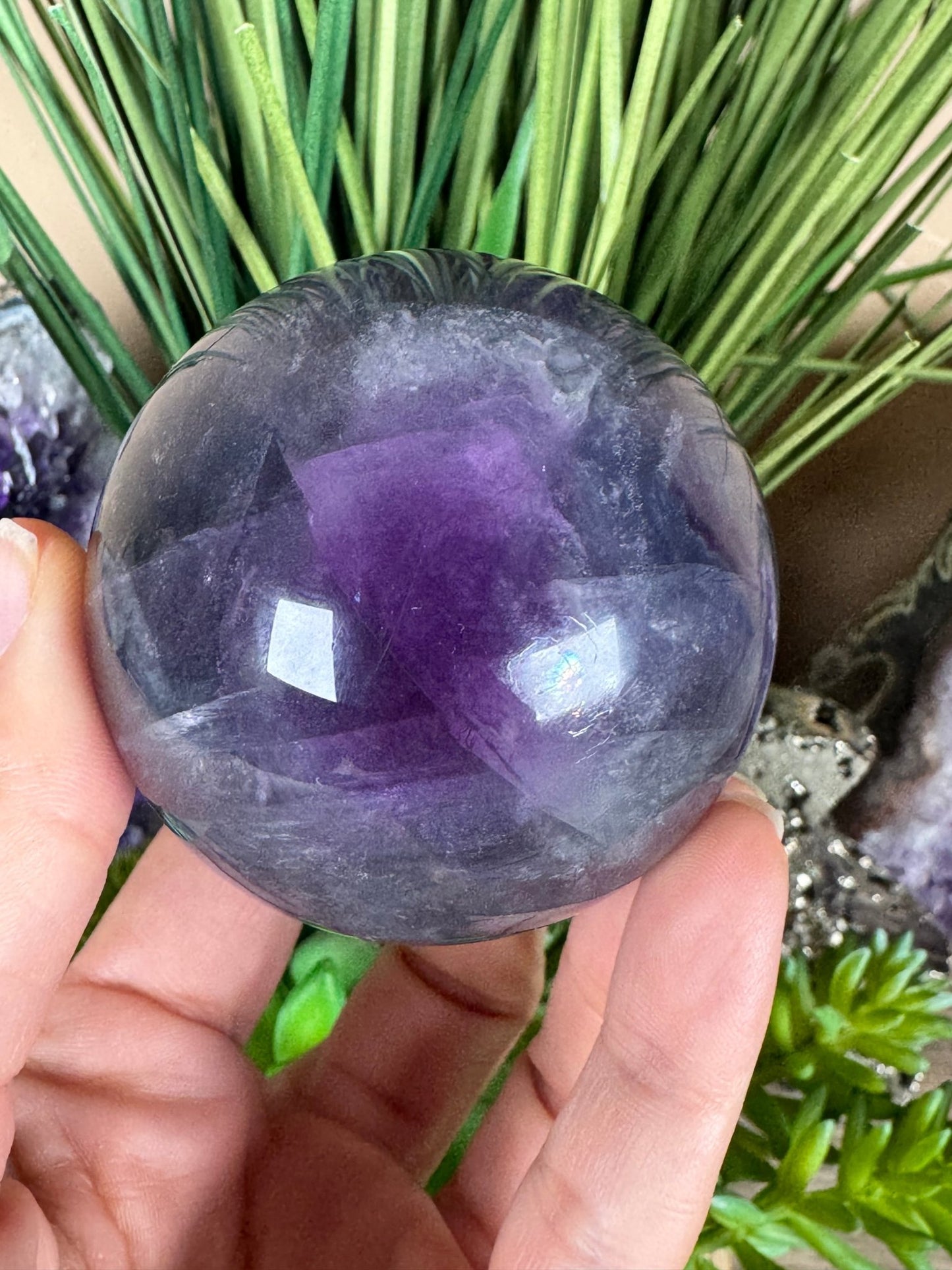 Rainbow Fluorite Sphere 60mm/ 2.38in - Purple Door Alchemy