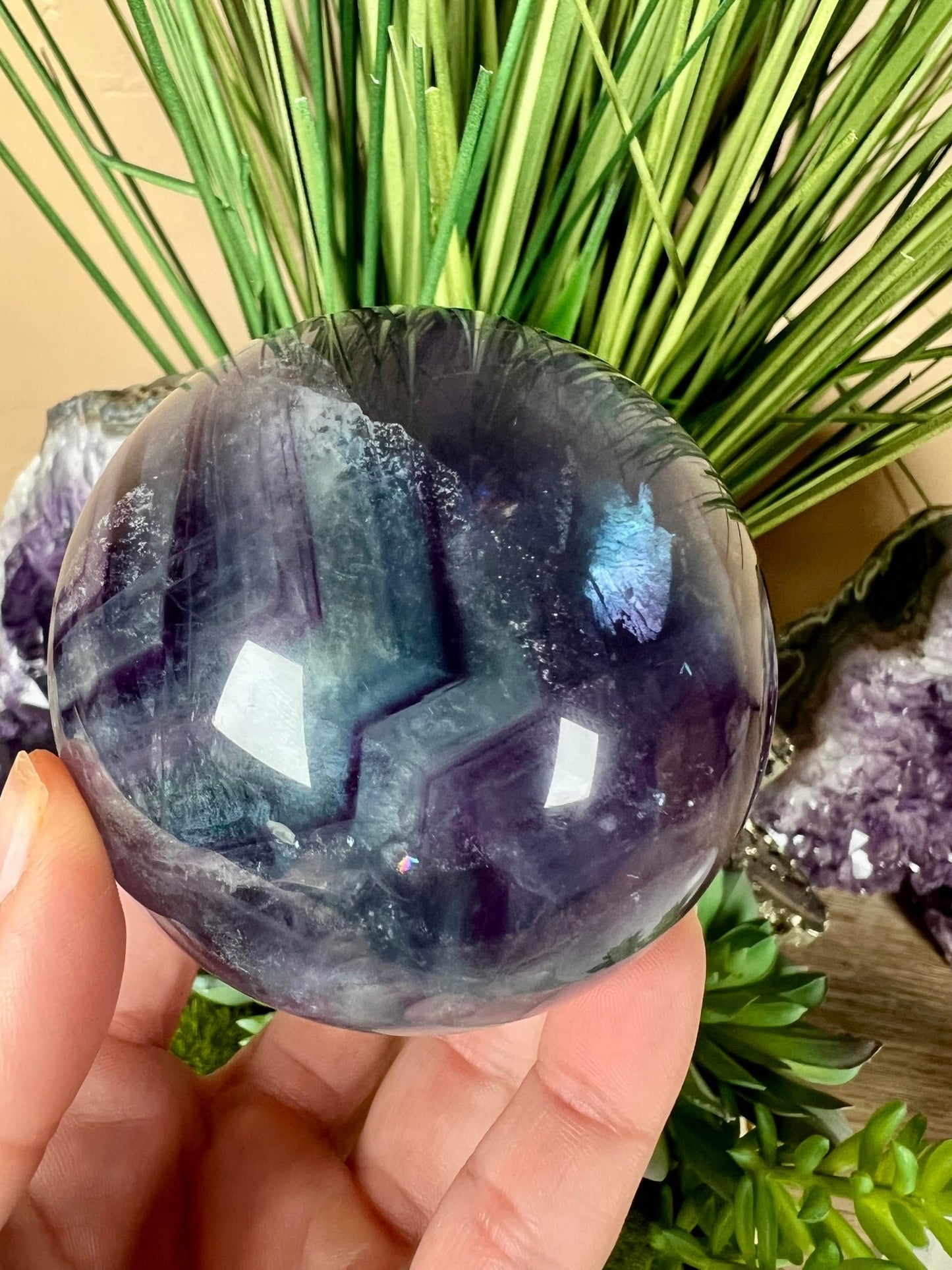 Rainbow Fluorite Sphere 69mm/2.7in - Purple Door Alchemy