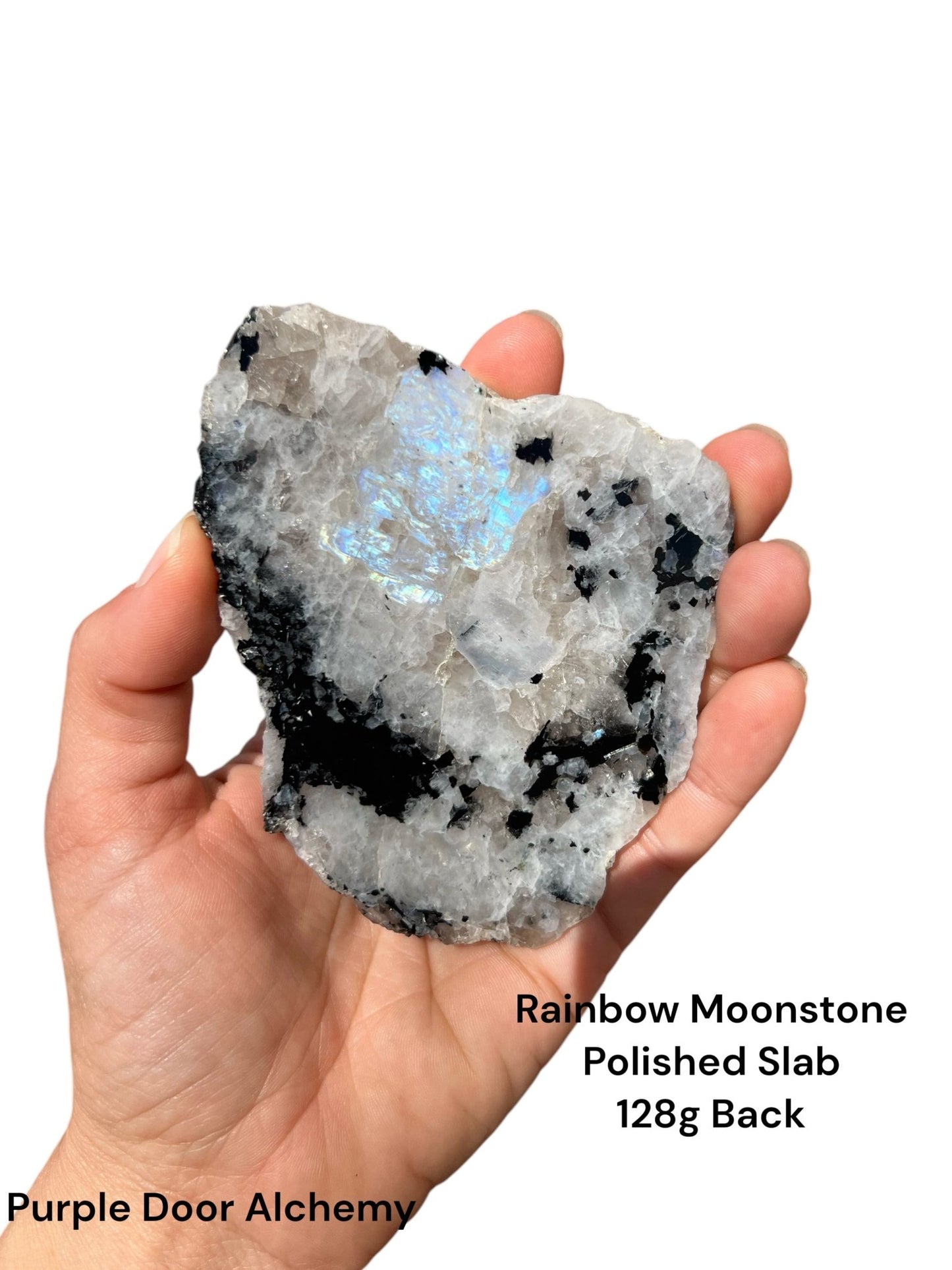 Rainbow Moonstone Polished Slab 128g - Purple Door Alchemy