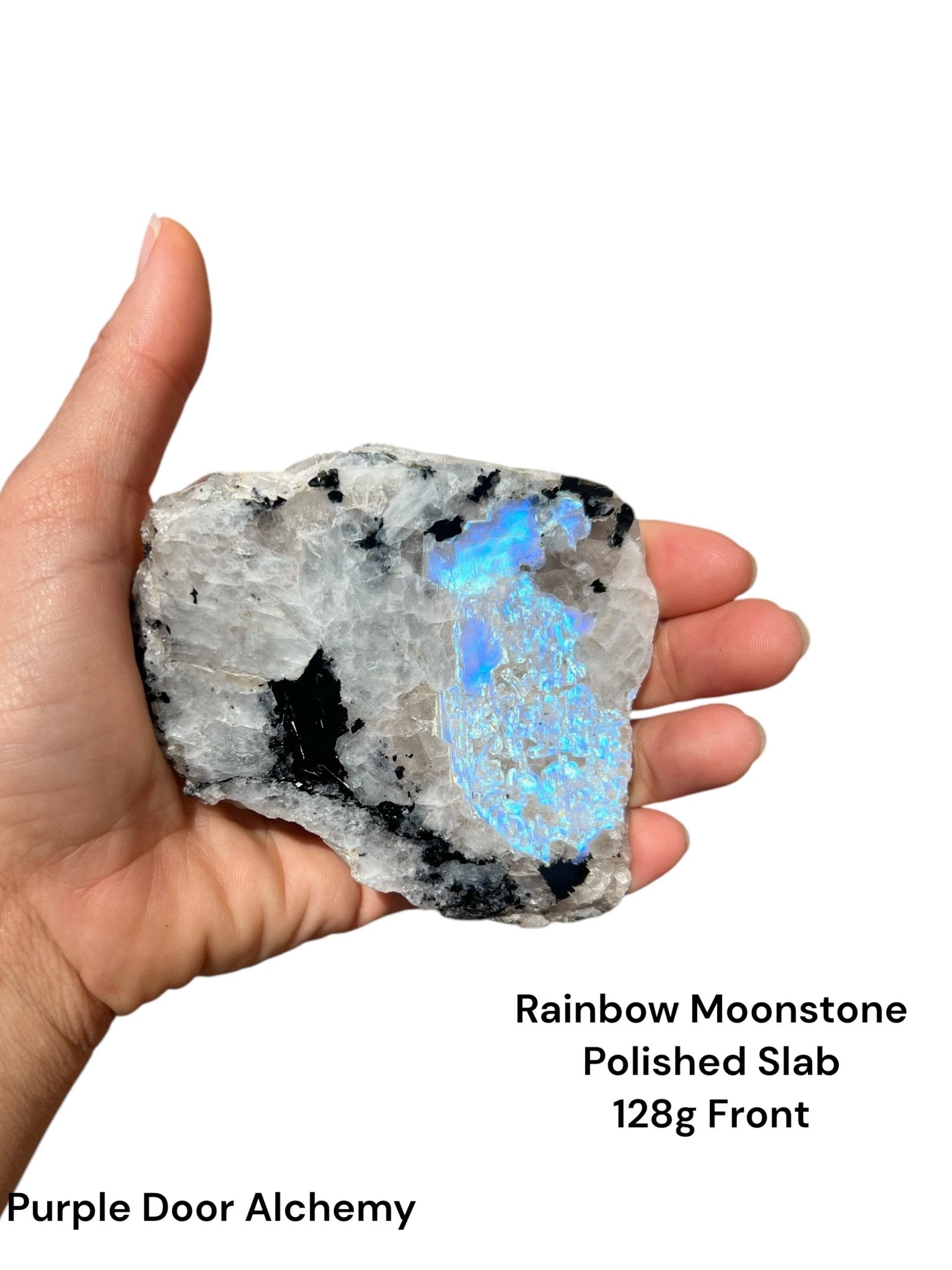 Rainbow Moonstone Polished Slab 128g - Purple Door Alchemy