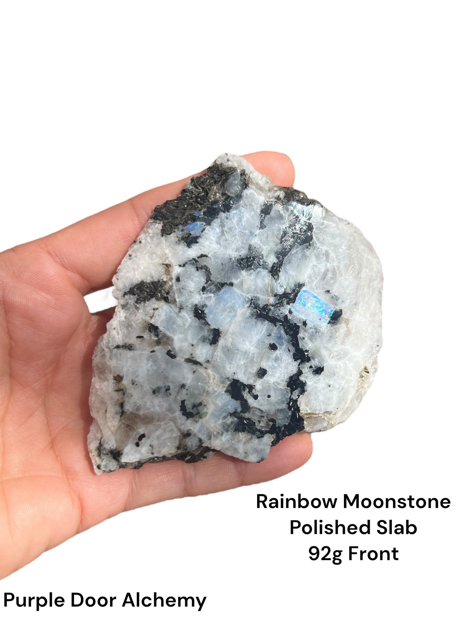 Rainbow Moonstone Polished Slab 92g - Purple Door Alchemy