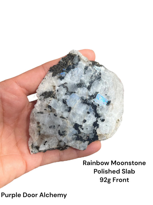 Rainbow Moonstone Polished Slab 92g - Purple Door Alchemy