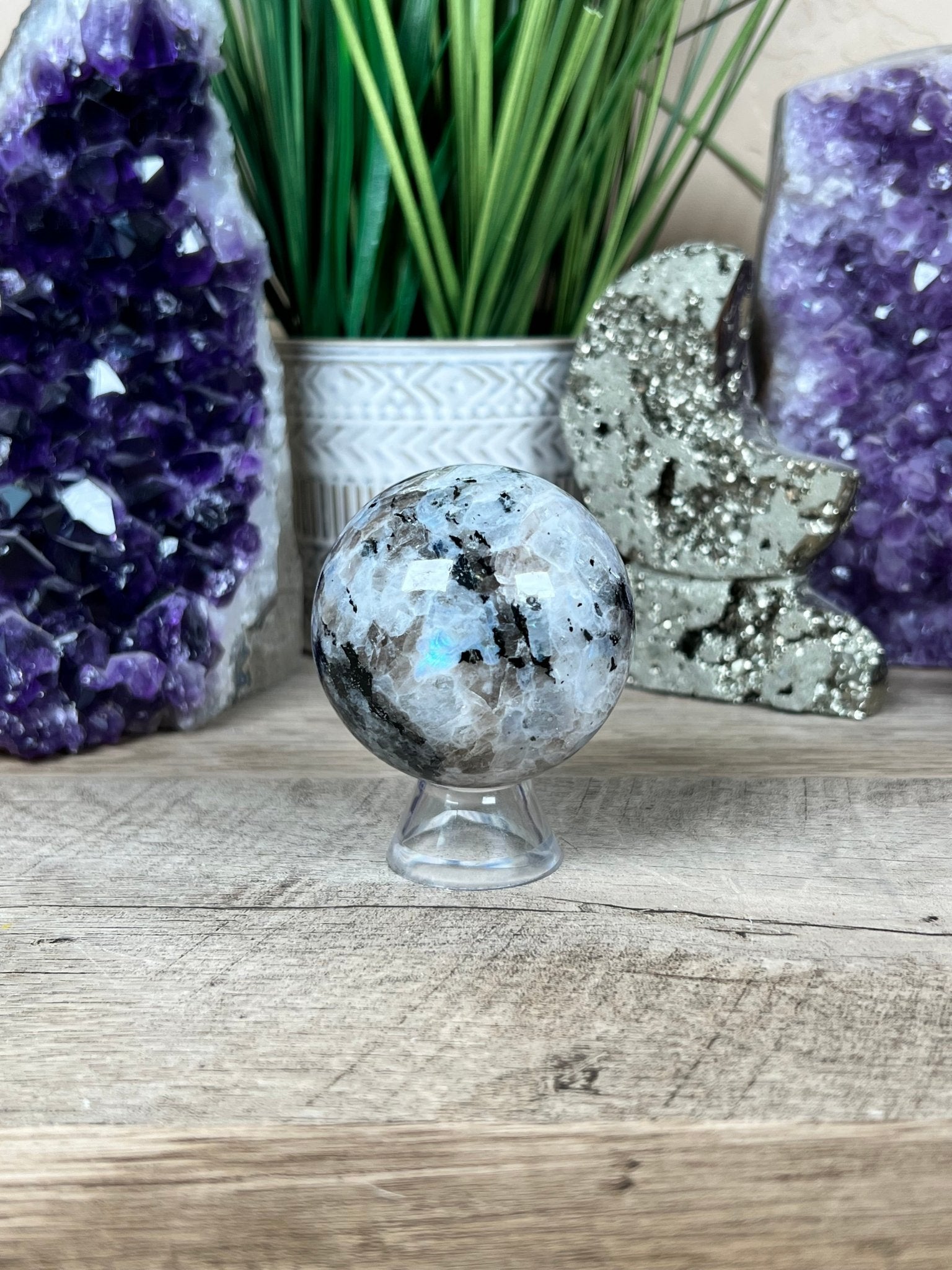 Rainbow Moonstone Sphere 57mm (2.2") - Purple Door Alchemy