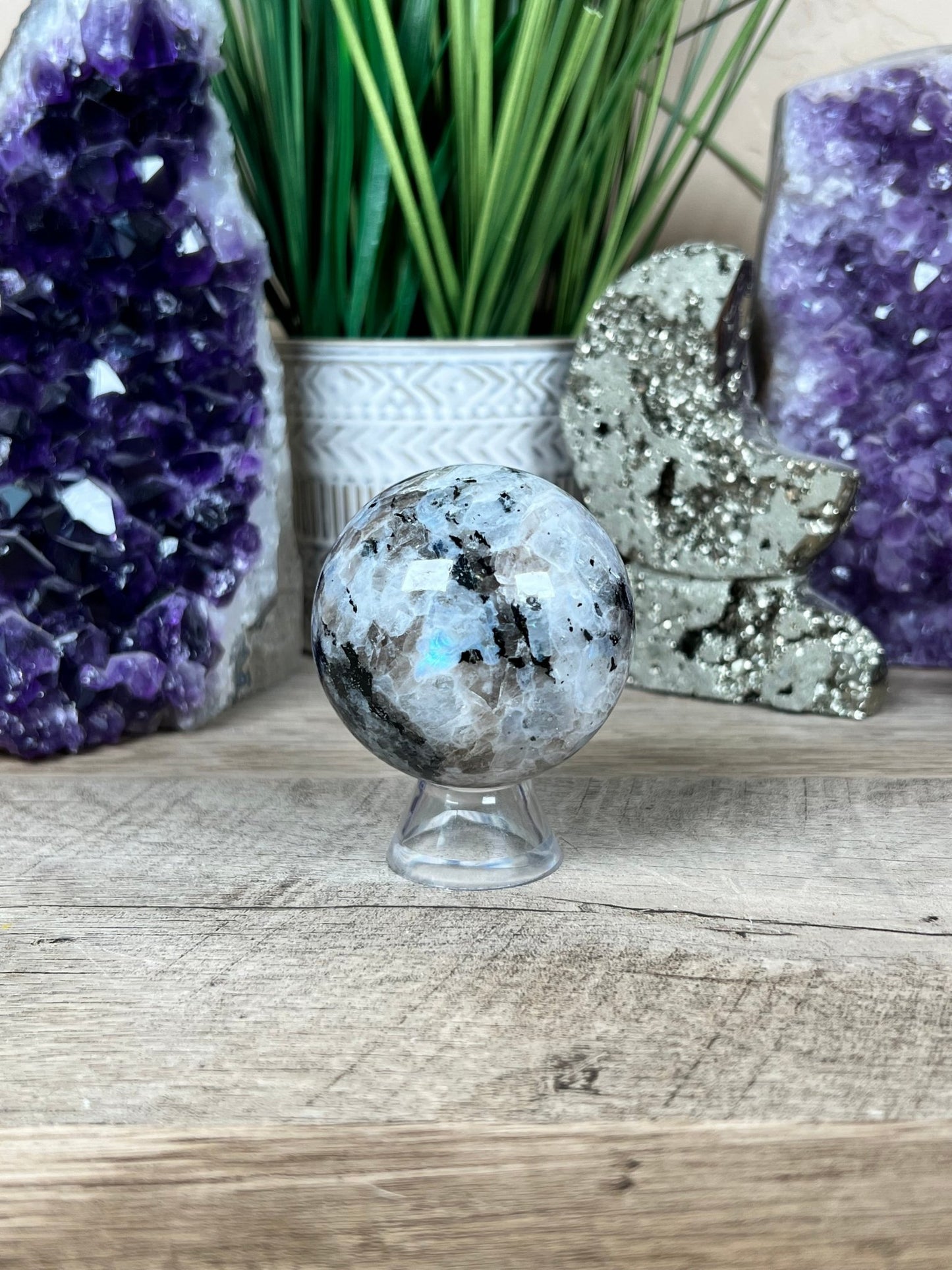 Rainbow Moonstone Sphere 57mm (2.2") - Purple Door Alchemy