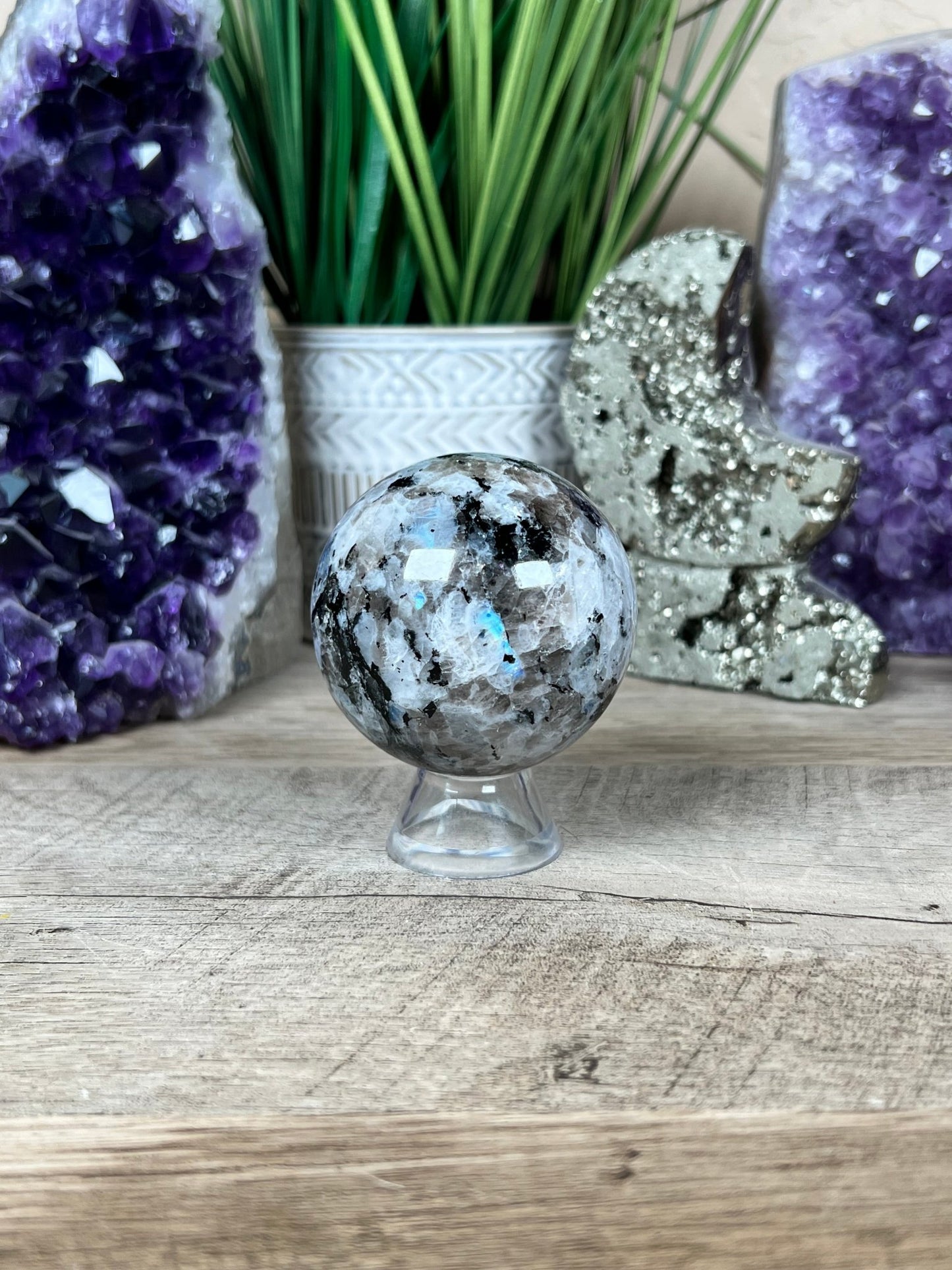 Rainbow Moonstone Sphere 57mm (2.2") - Purple Door Alchemy