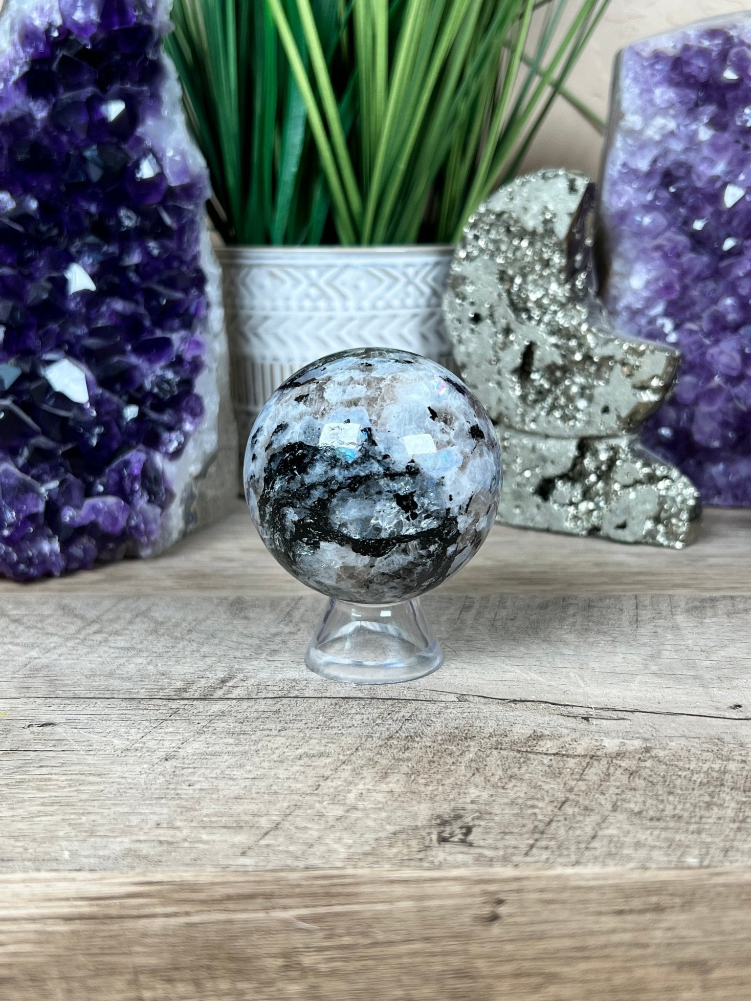Rainbow Moonstone Sphere 57mm (2.2") - Purple Door Alchemy