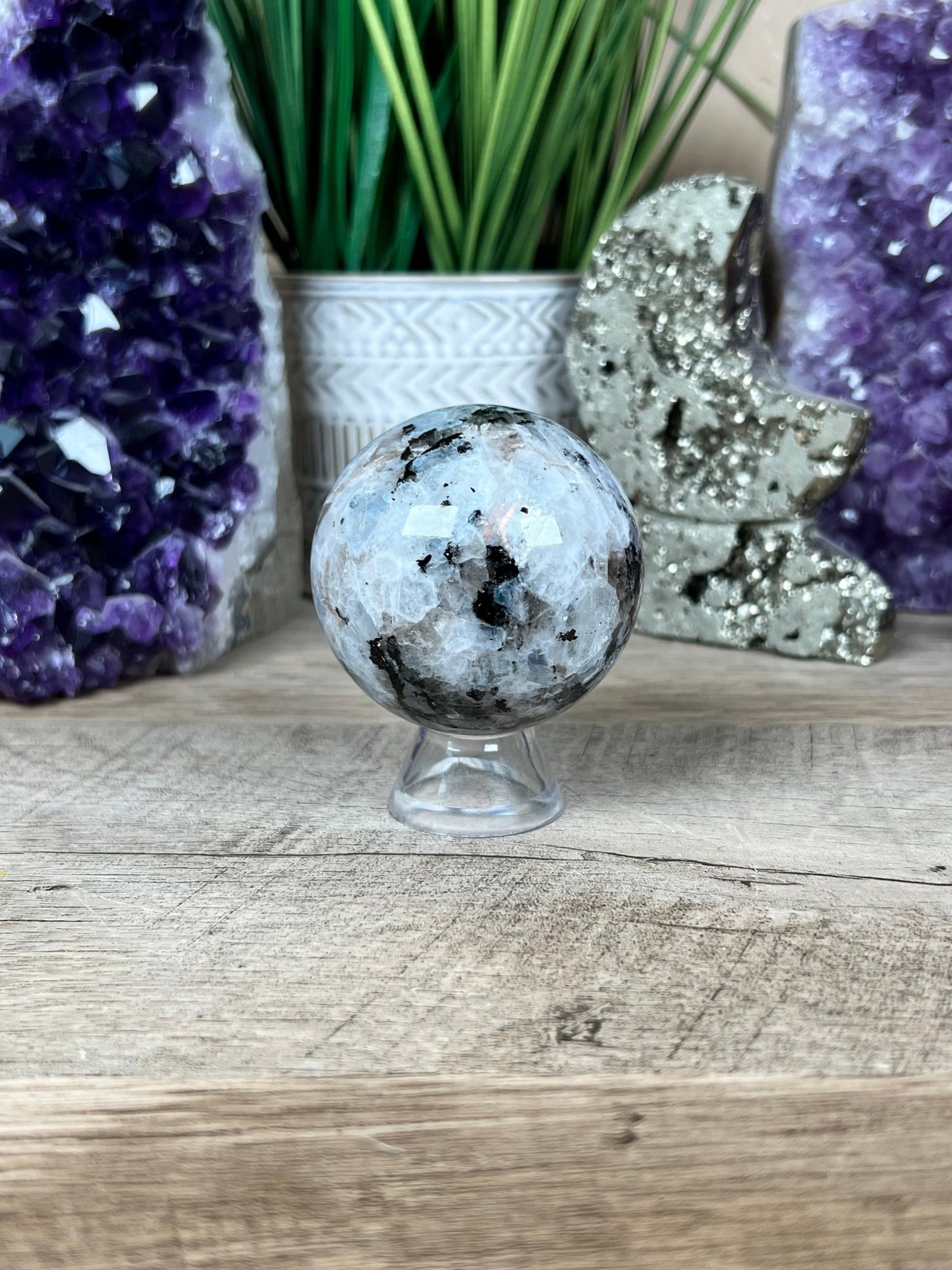 Rainbow Moonstone Sphere 57mm (2.2") - Purple Door Alchemy