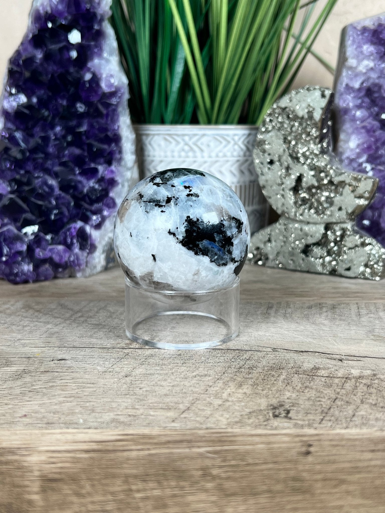 Rainbow Moonstone Sphere 59mm (2.3") - Purple Door Alchemy