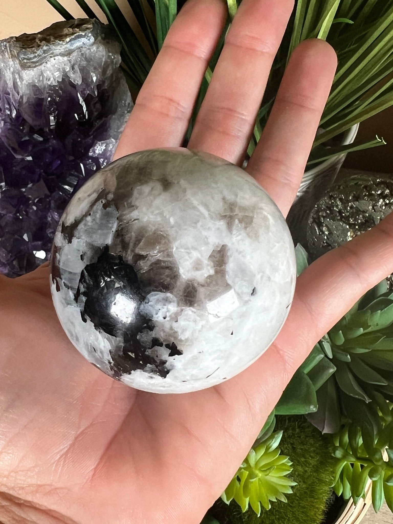 Rainbow Moonstone Sphere 59mm (2.3") - Purple Door Alchemy