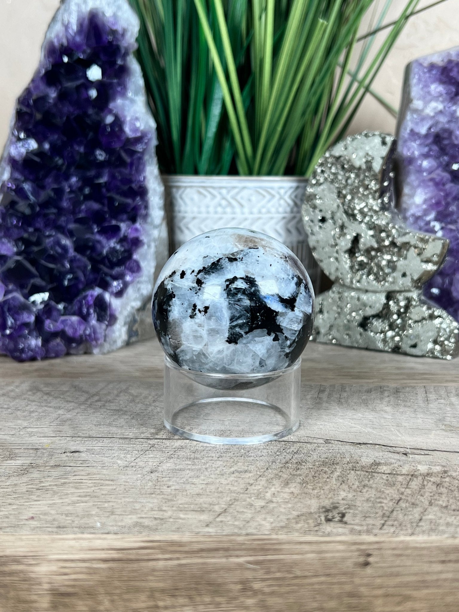 Rainbow Moonstone Sphere 59mm (2.3") - Purple Door Alchemy