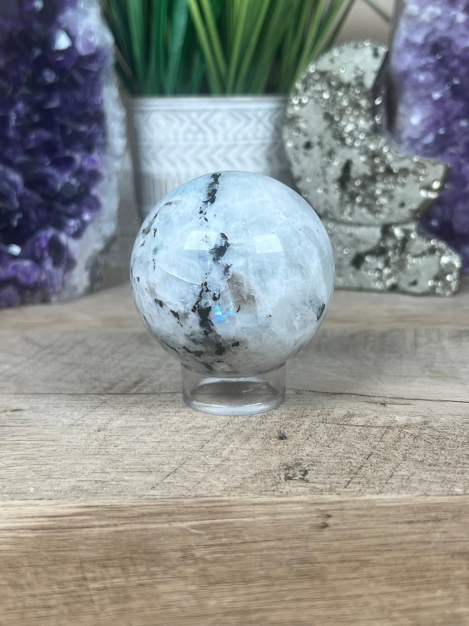 Rainbow Moonstone Sphere 60mm (2.36") - Purple Door Alchemy