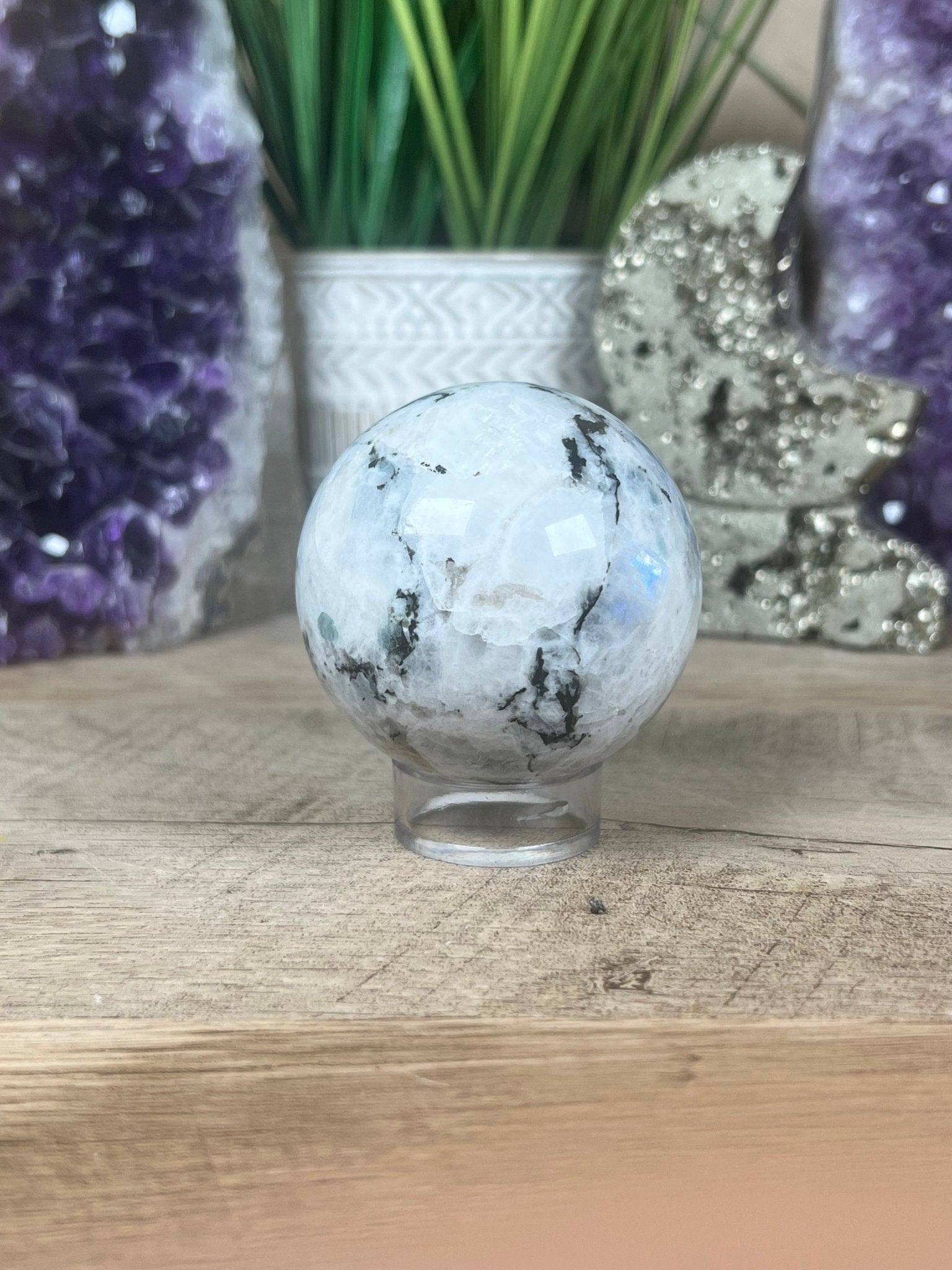 Rainbow Moonstone Sphere 60mm (2.36") - Purple Door Alchemy